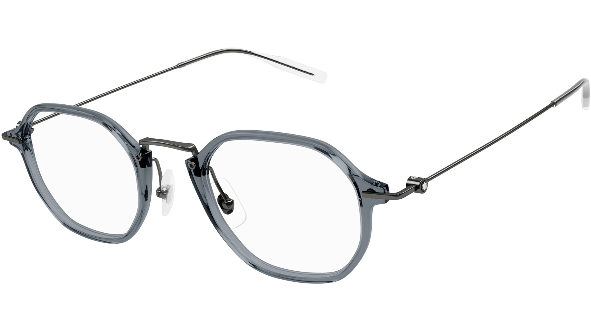Occhiali da vista MONTBLANC MB0296O Shiny transparent grey shiny dark ruthenium metal