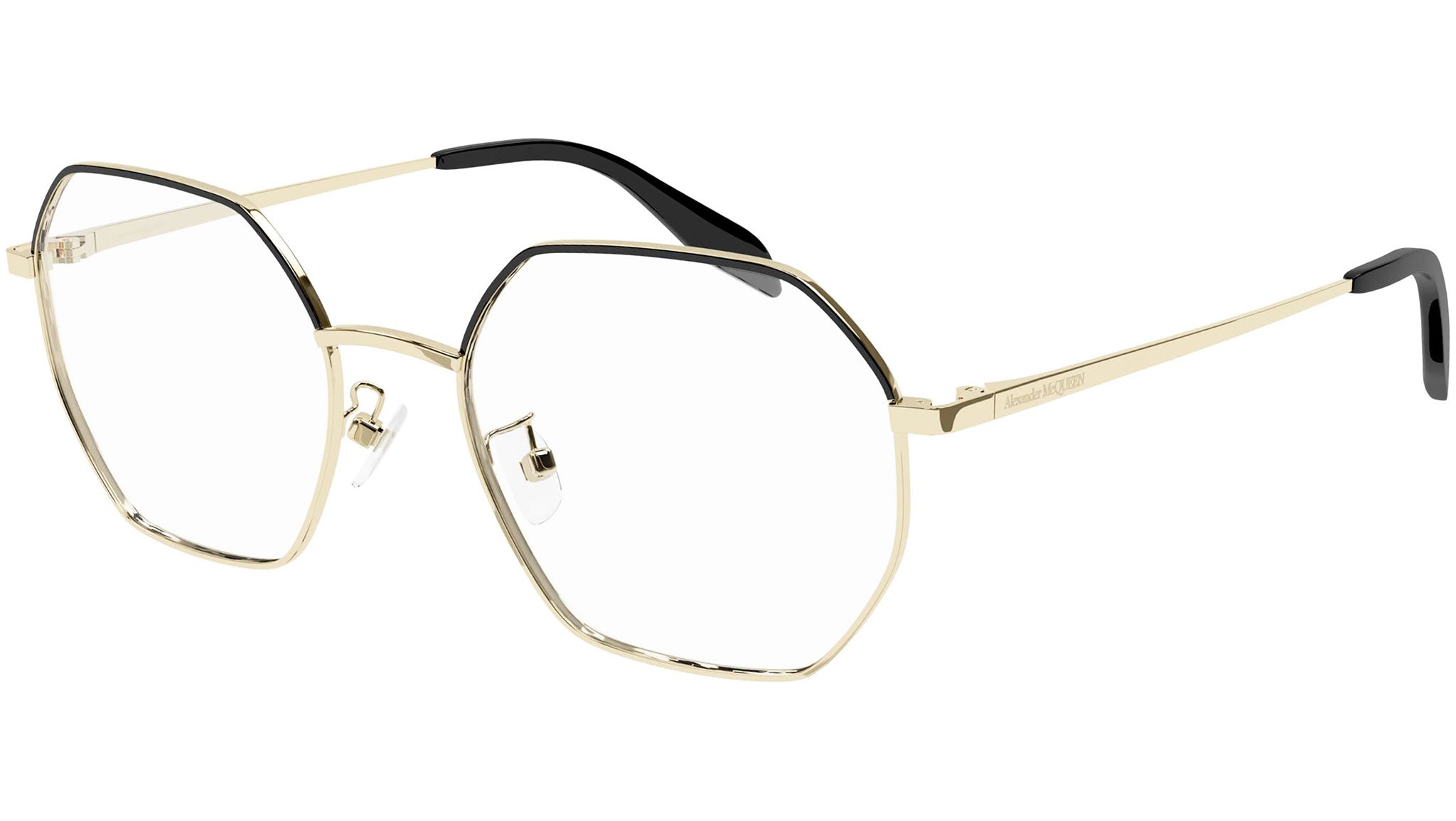 Occhiali da vista ALEXANDER MCQUEEN AM0338O Shiny light gold metal and shiny black varnish