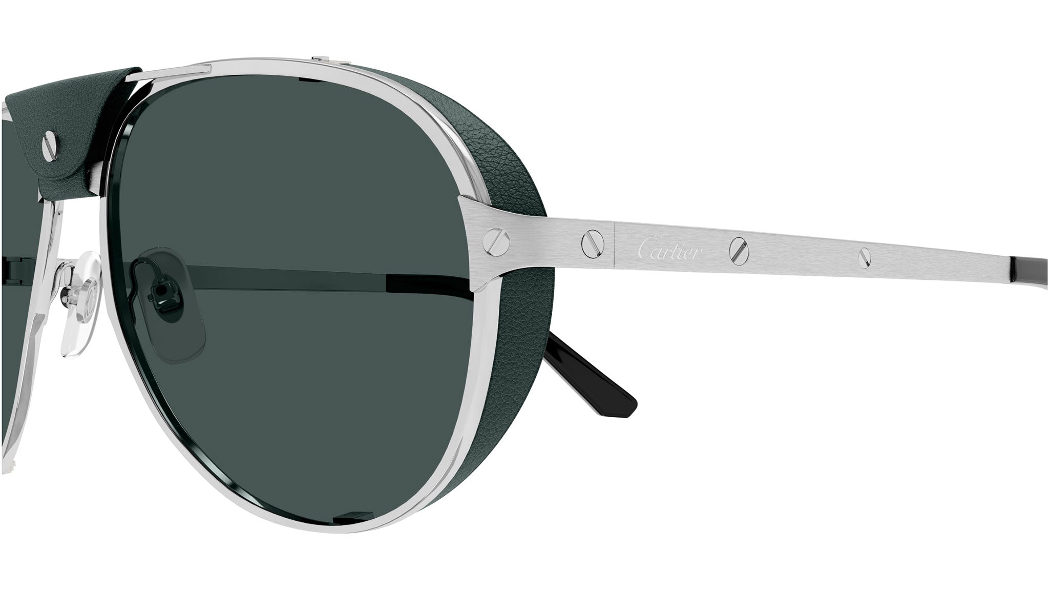 Occhiali da sole CARTIER CT0296S Smooth and brushed platinum finish with green leather nose