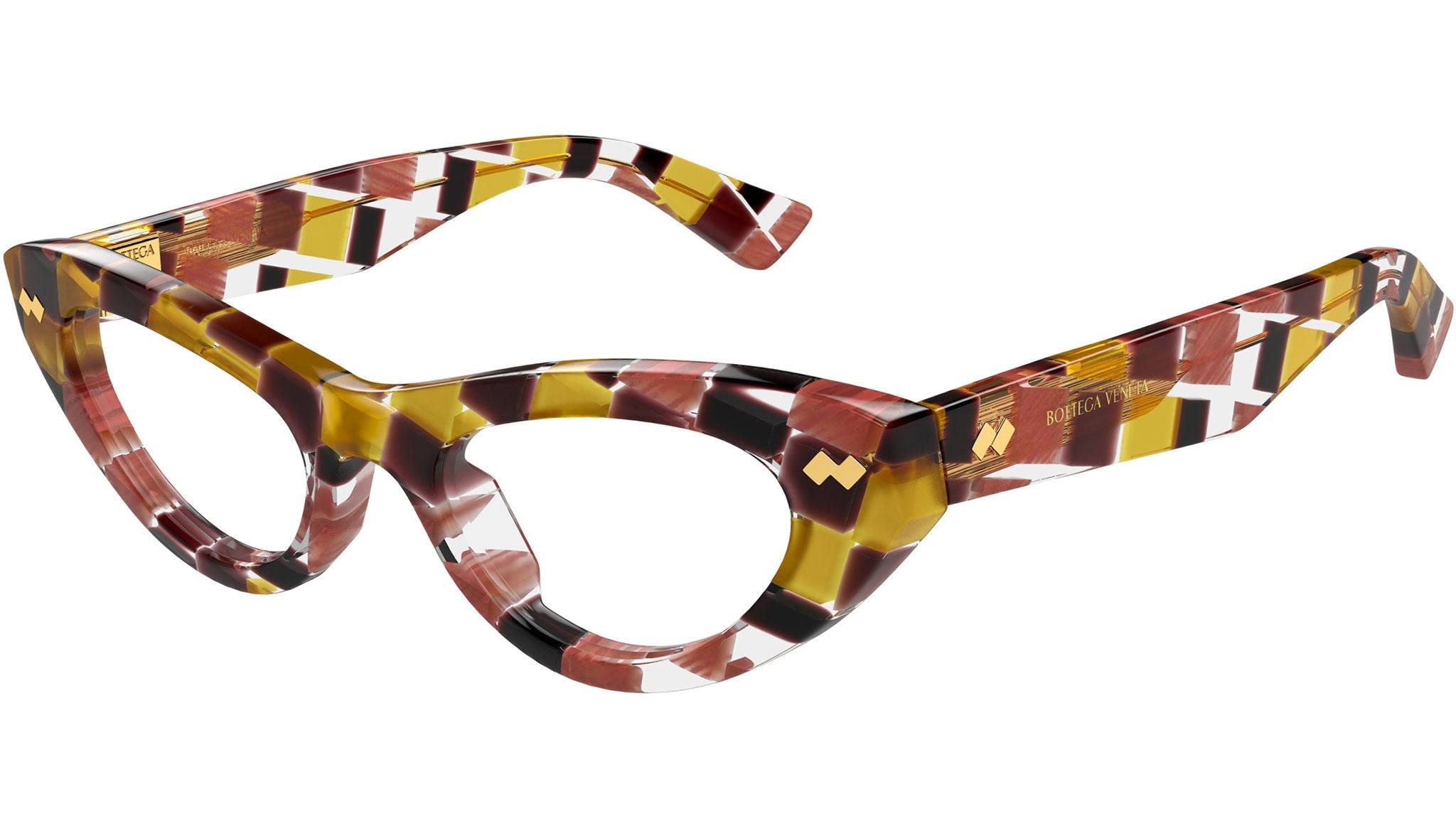 Occhiali da vista BOTTEGA VENETA BV1354O Shiny burgundy and ocher damier