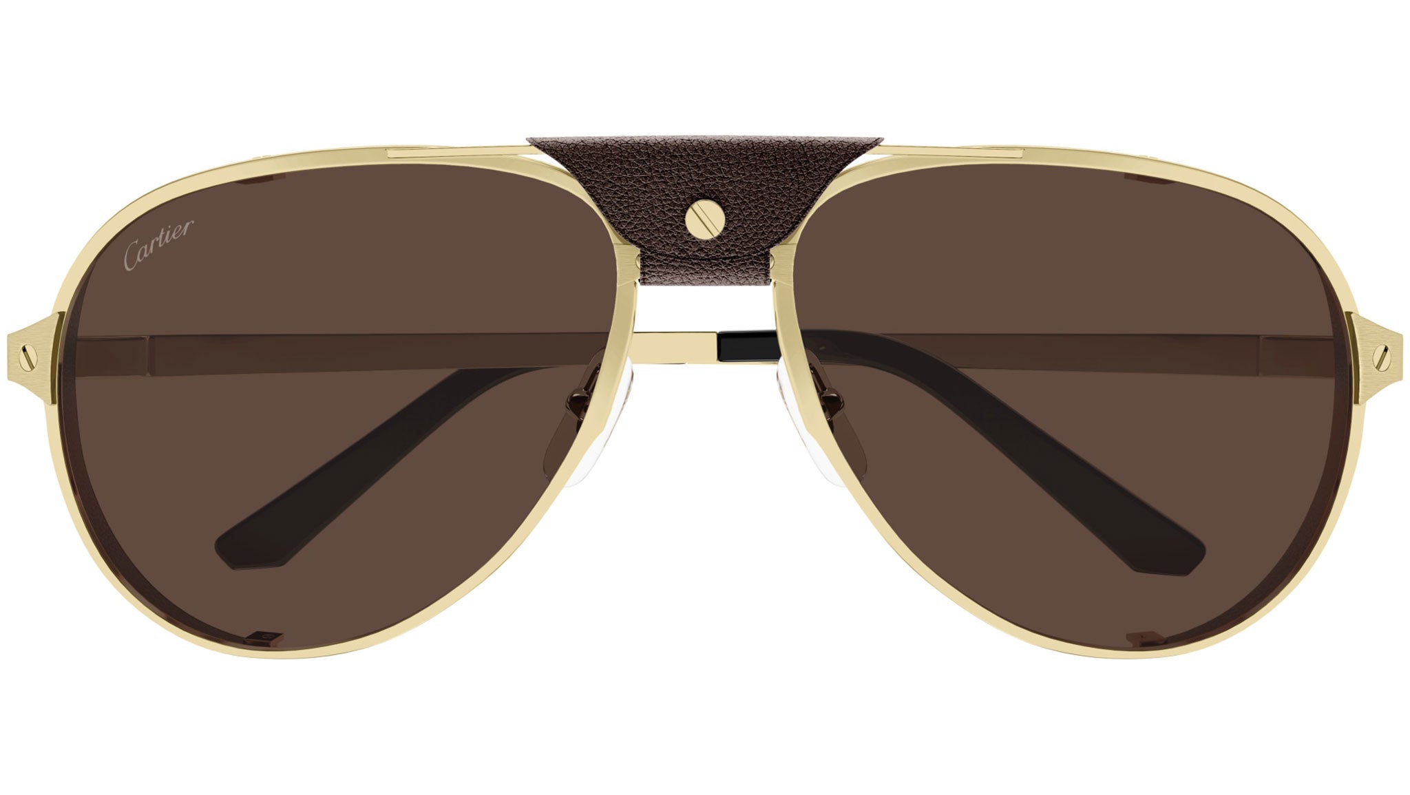 Occhiali da sole CARTIER CT0296S Smooth and brushed golden finish with brown leather nose