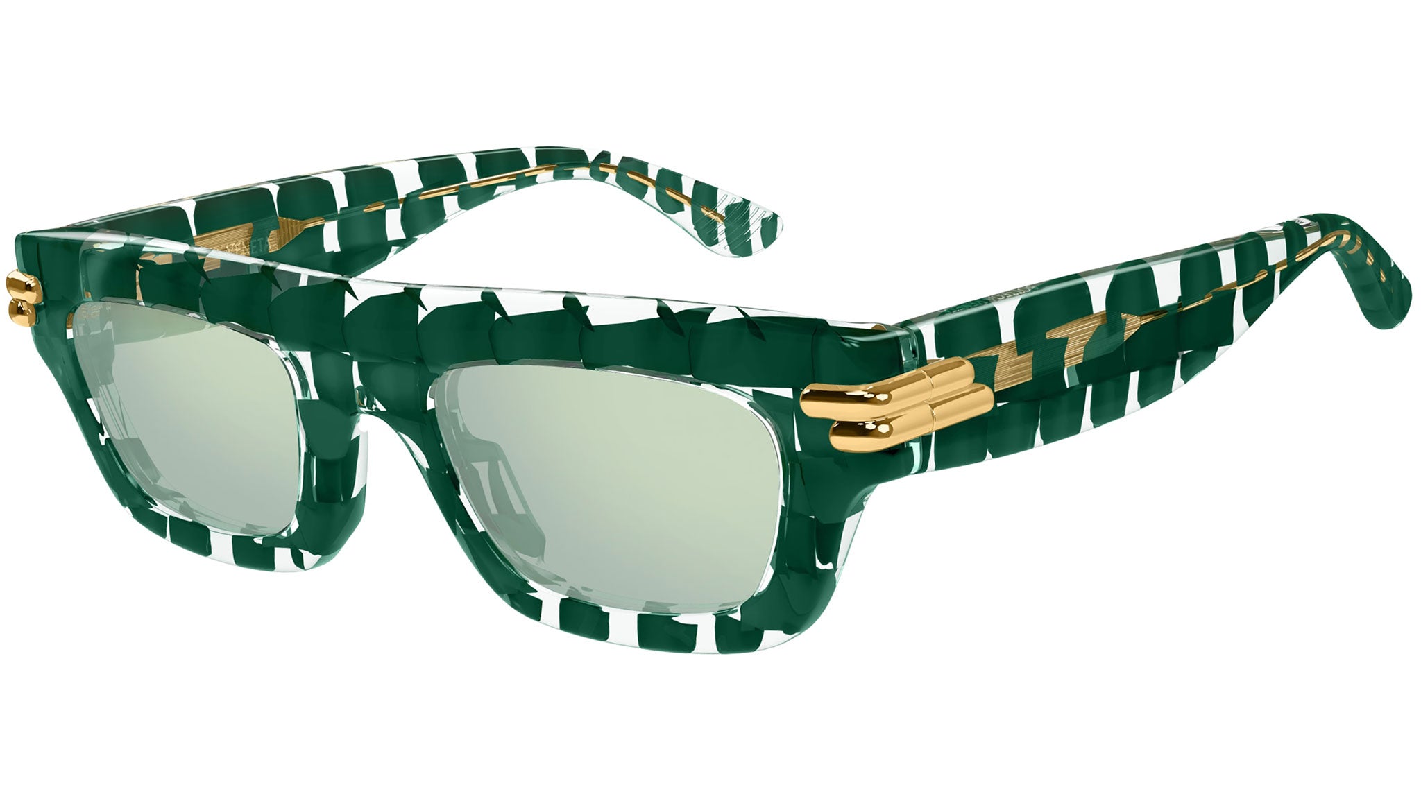 Occhiali da sole BOTTEGA VENETA BV1321S Solid dark green + crystal "intreccio" pattern