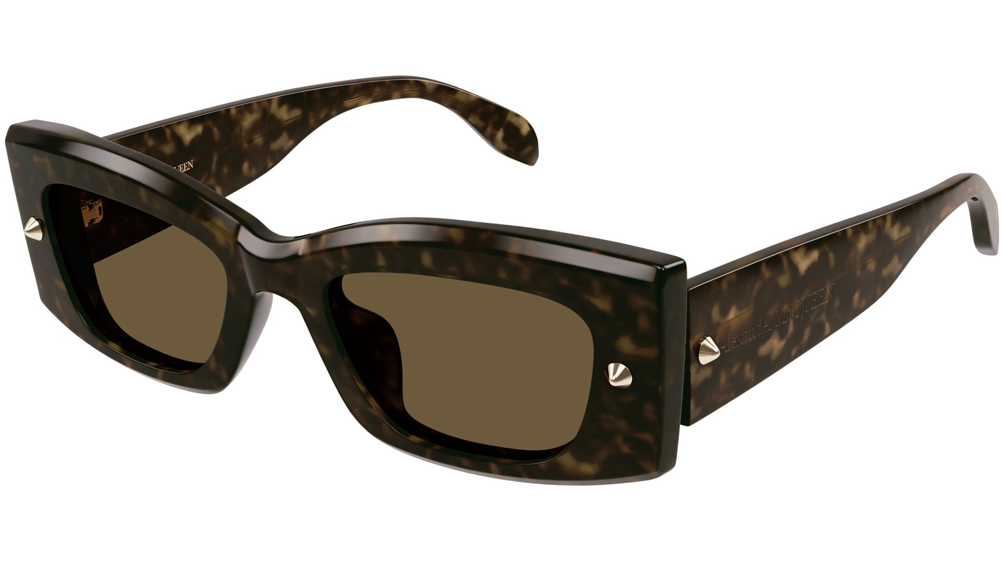 Occhiali da sole ALEXANDER MCQUEEN AM0426S Shiny dark havana with light gold studs