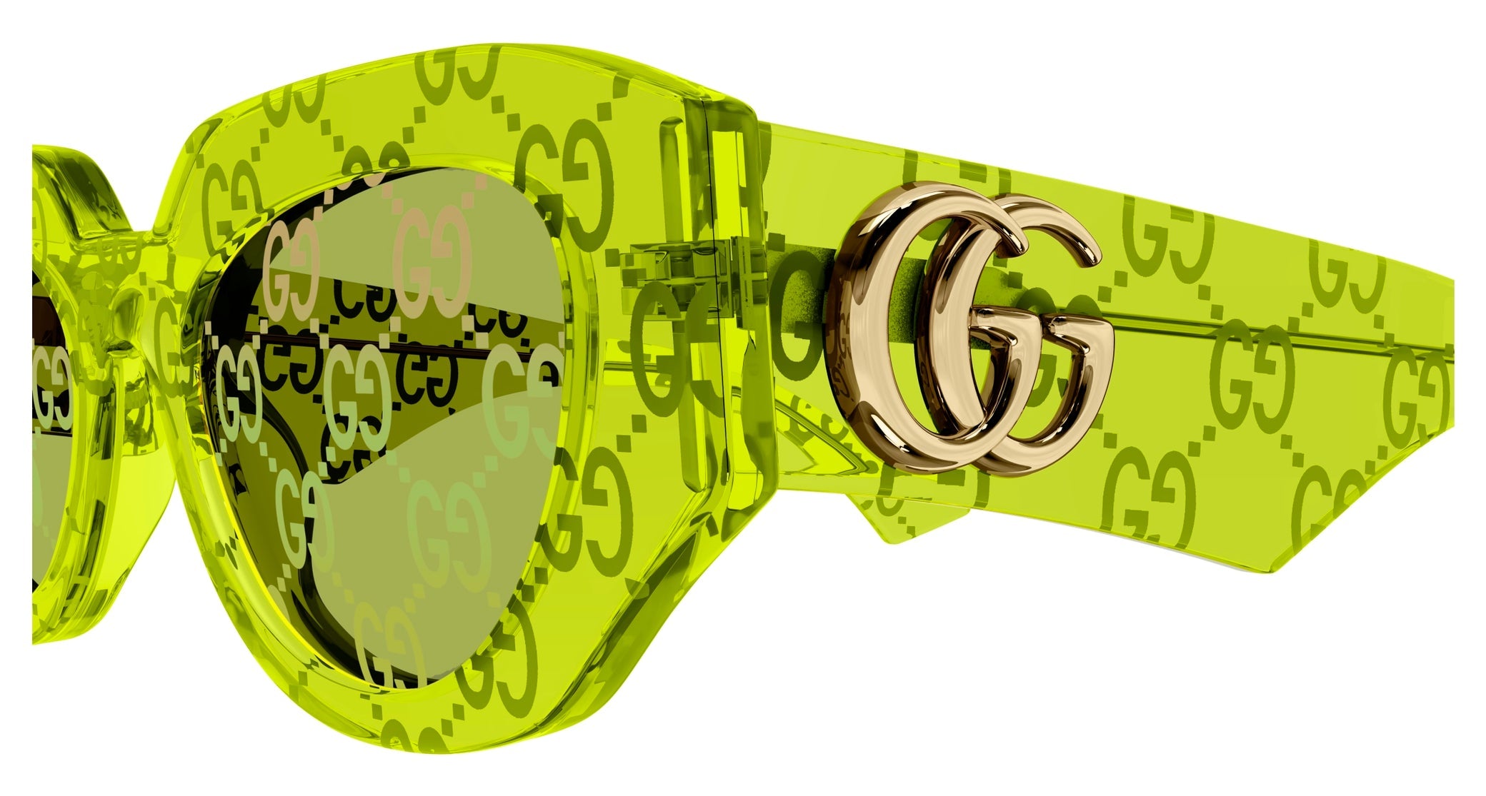 Occhiali da sole GUCCI GG1421S Shiny bilayer guccissima crystal transparent vivid green