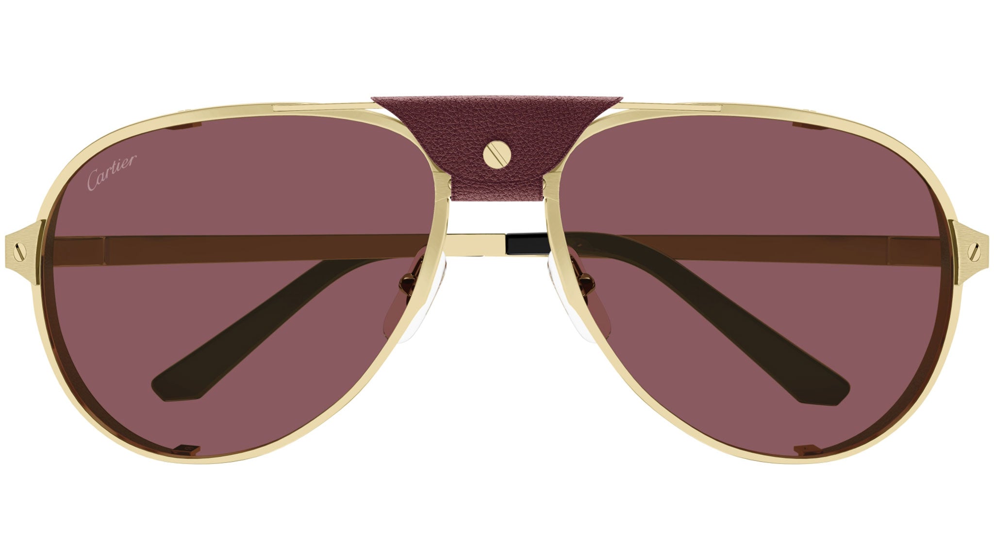 Occhiali da sole CARTIER CT0296S Smooth and brushed golden finish with bordeaux leather nose