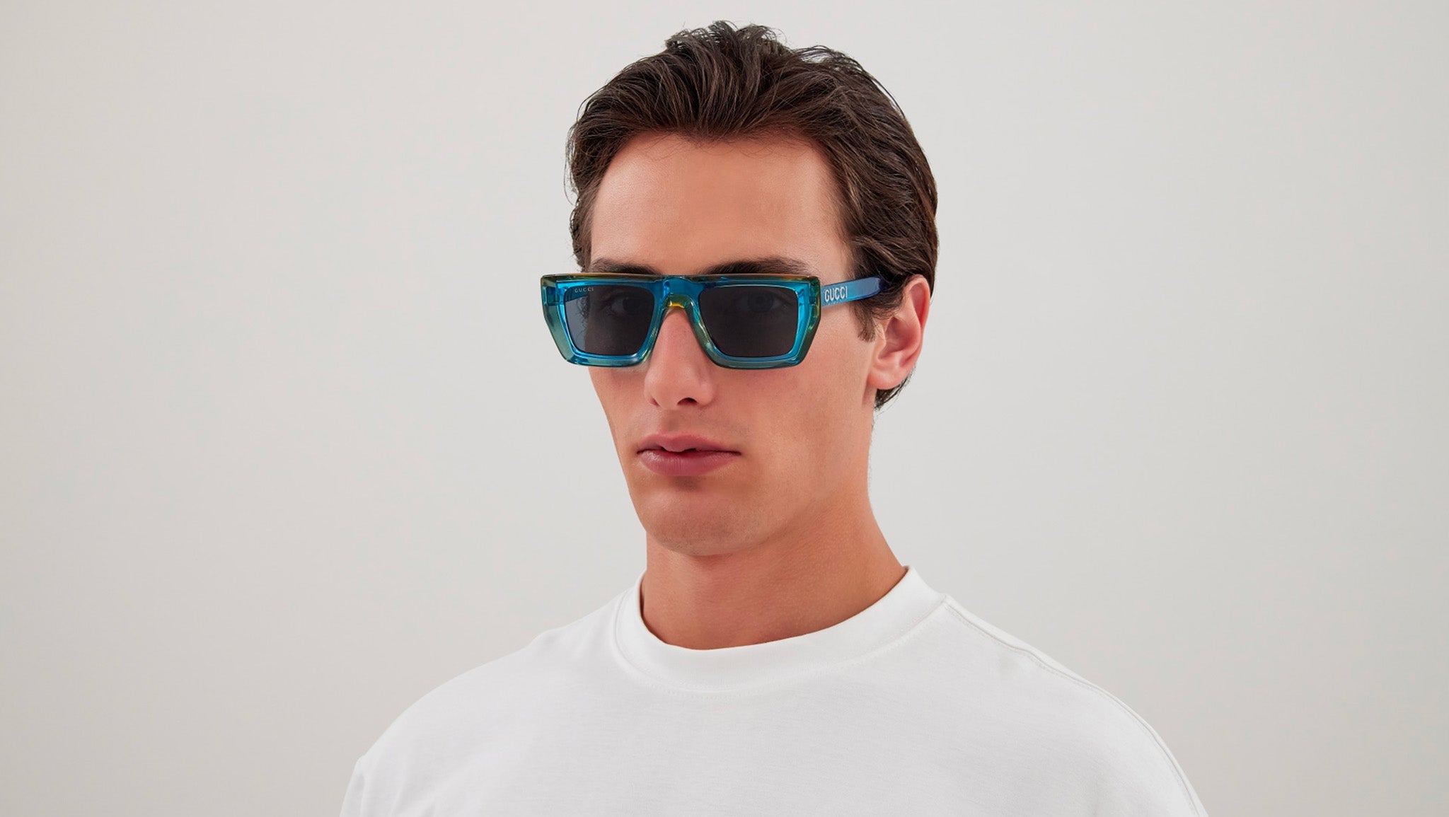 Occhiali da sole GUCCI GG1723S Front: shiny transparent neon light blue - front edge allover: shiny transparent mandarin