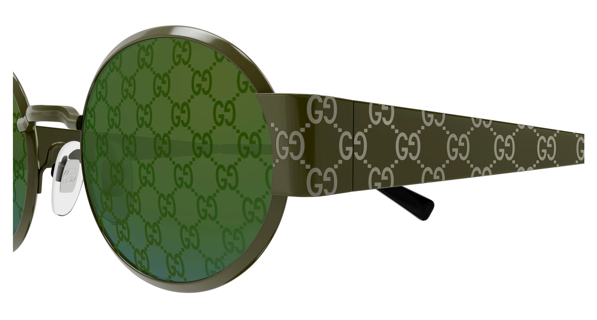 Occhiali da sole GUCCI GG1854S Shiny transparent varnish military green laser guccissima texture