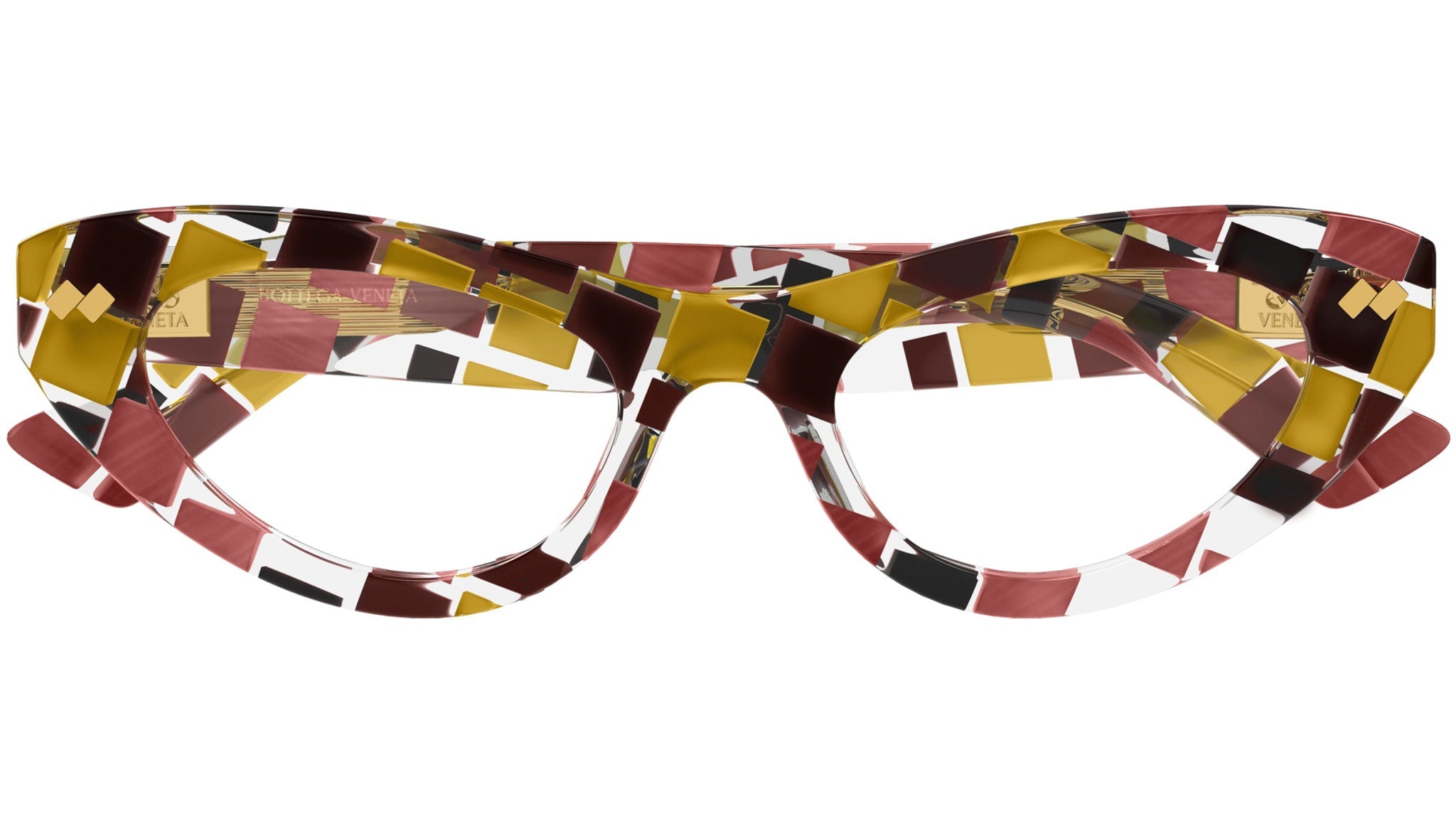 Occhiali da vista BOTTEGA VENETA BV1354O Shiny burgundy and ocher damier