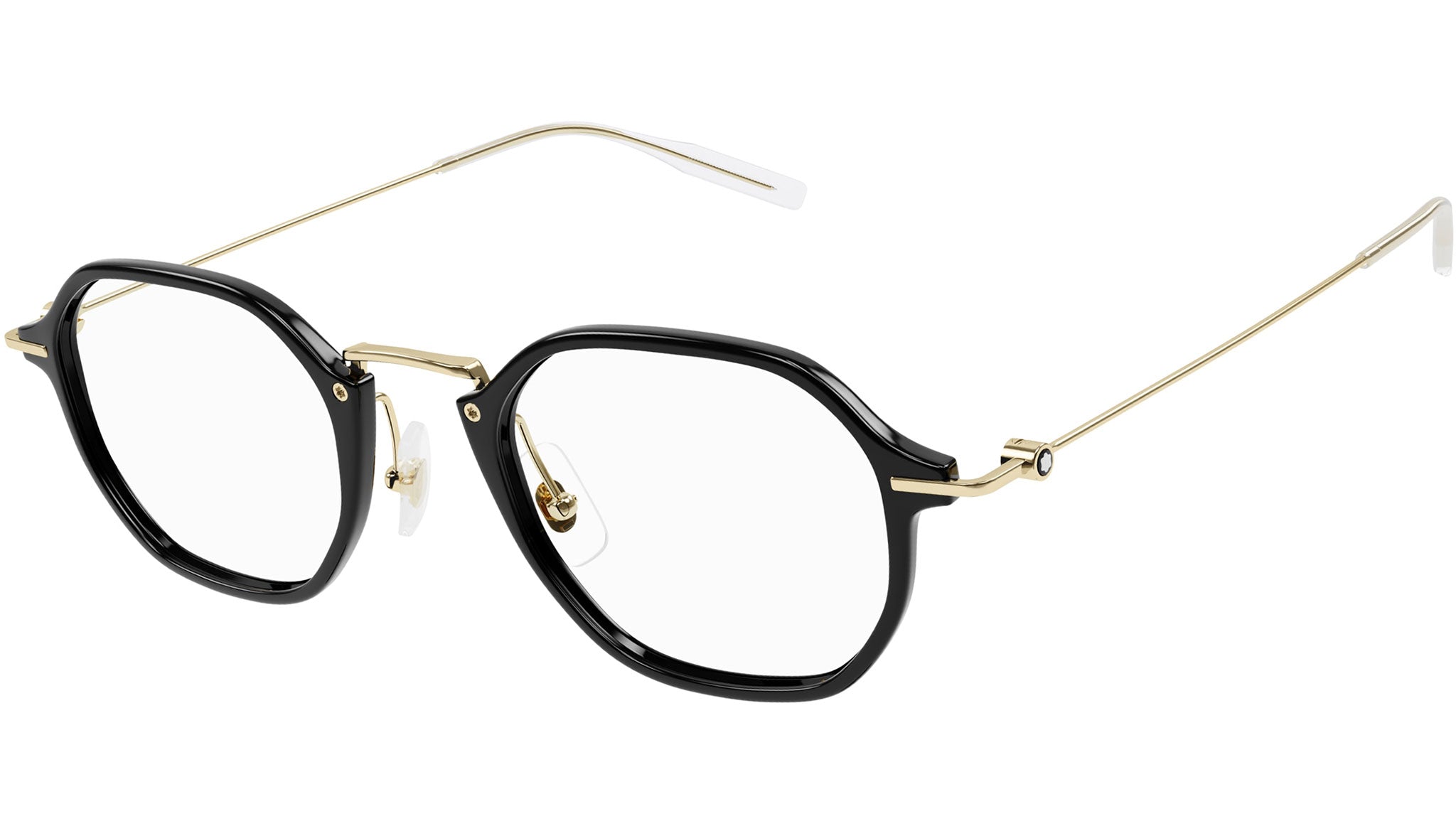 Occhiali da vista MONTBLANC MB0296O Shiny solid black shiny light gold metal