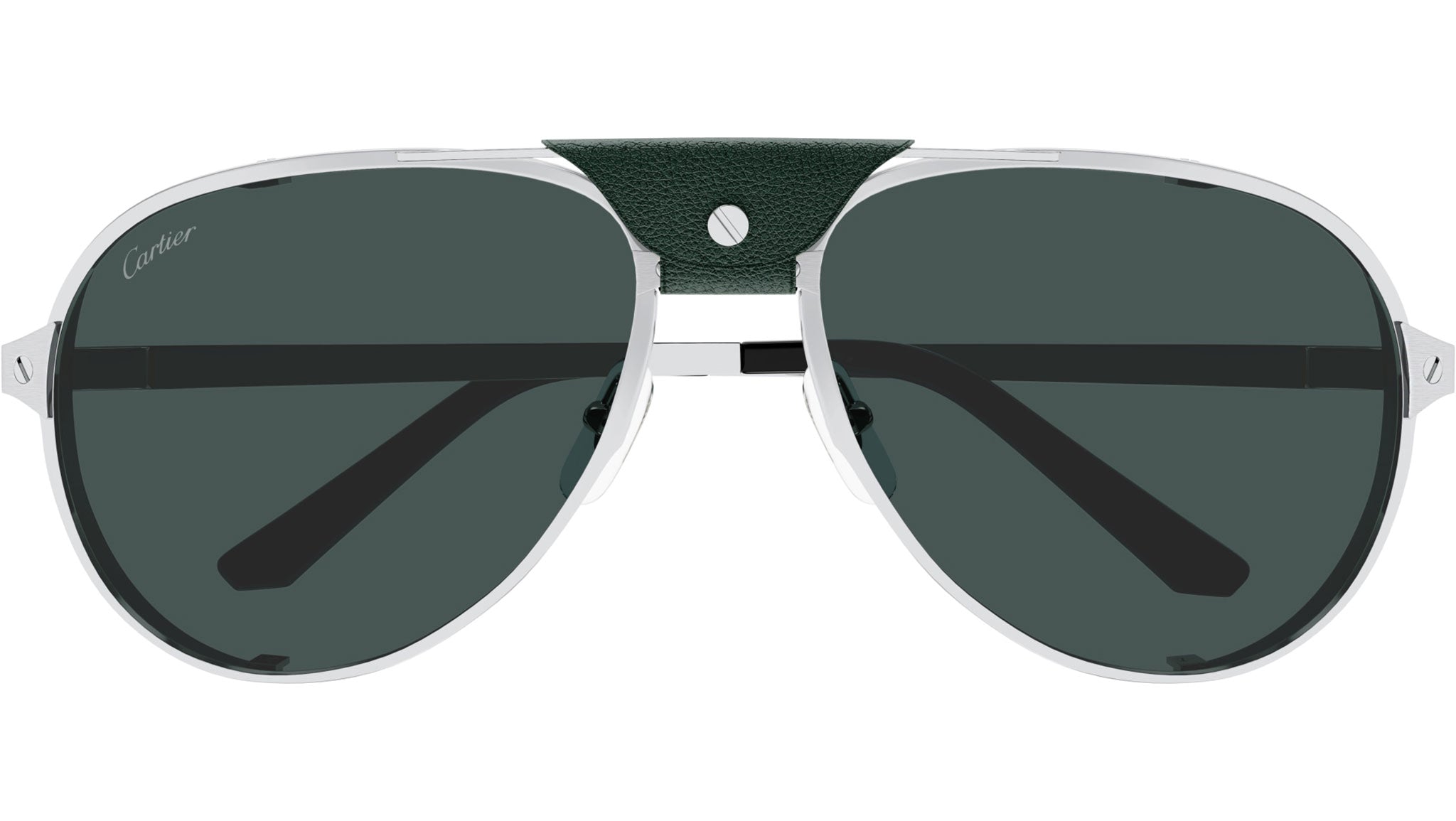 Occhiali da sole CARTIER CT0296S Smooth and brushed platinum finish with green leather nose
