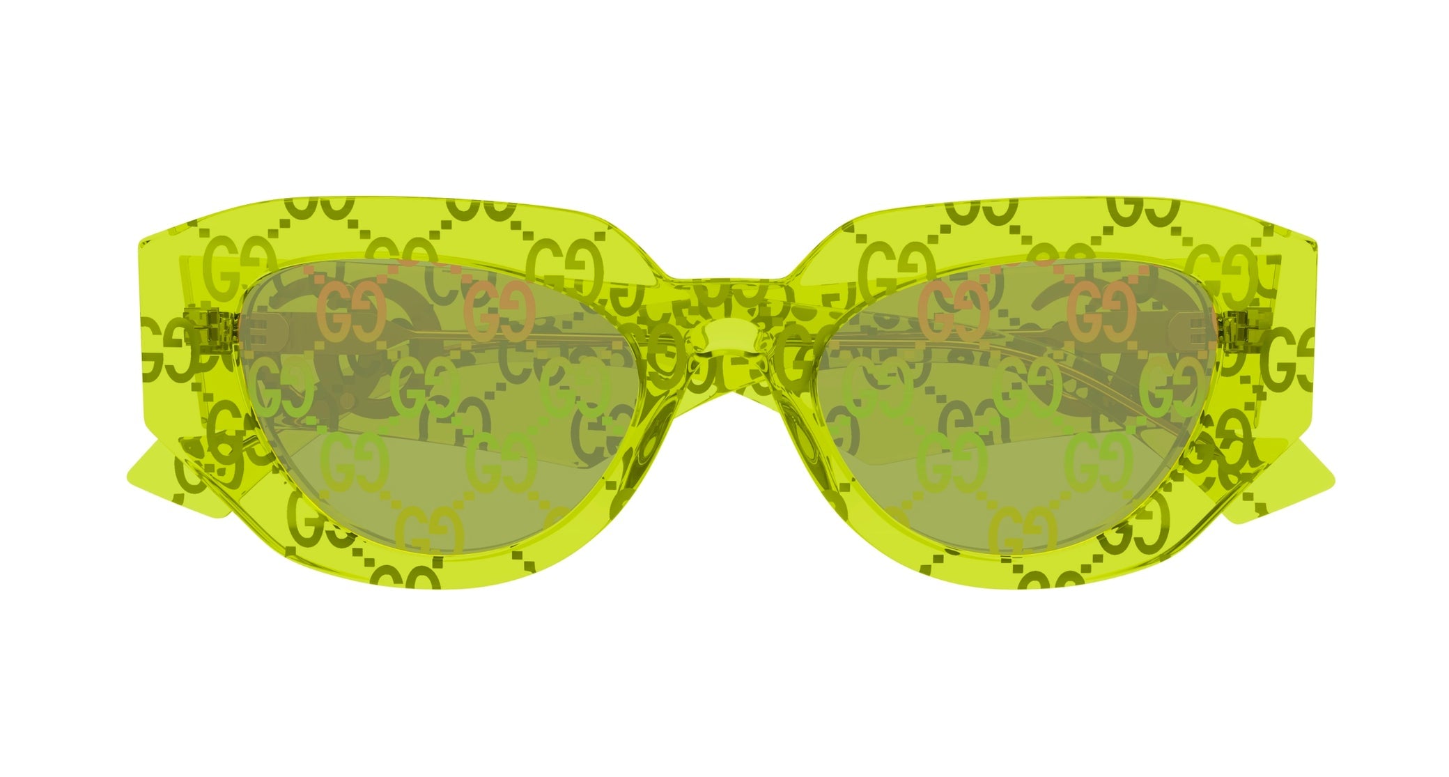 Occhiali da sole GUCCI GG1421S Shiny bilayer guccissima crystal transparent vivid green