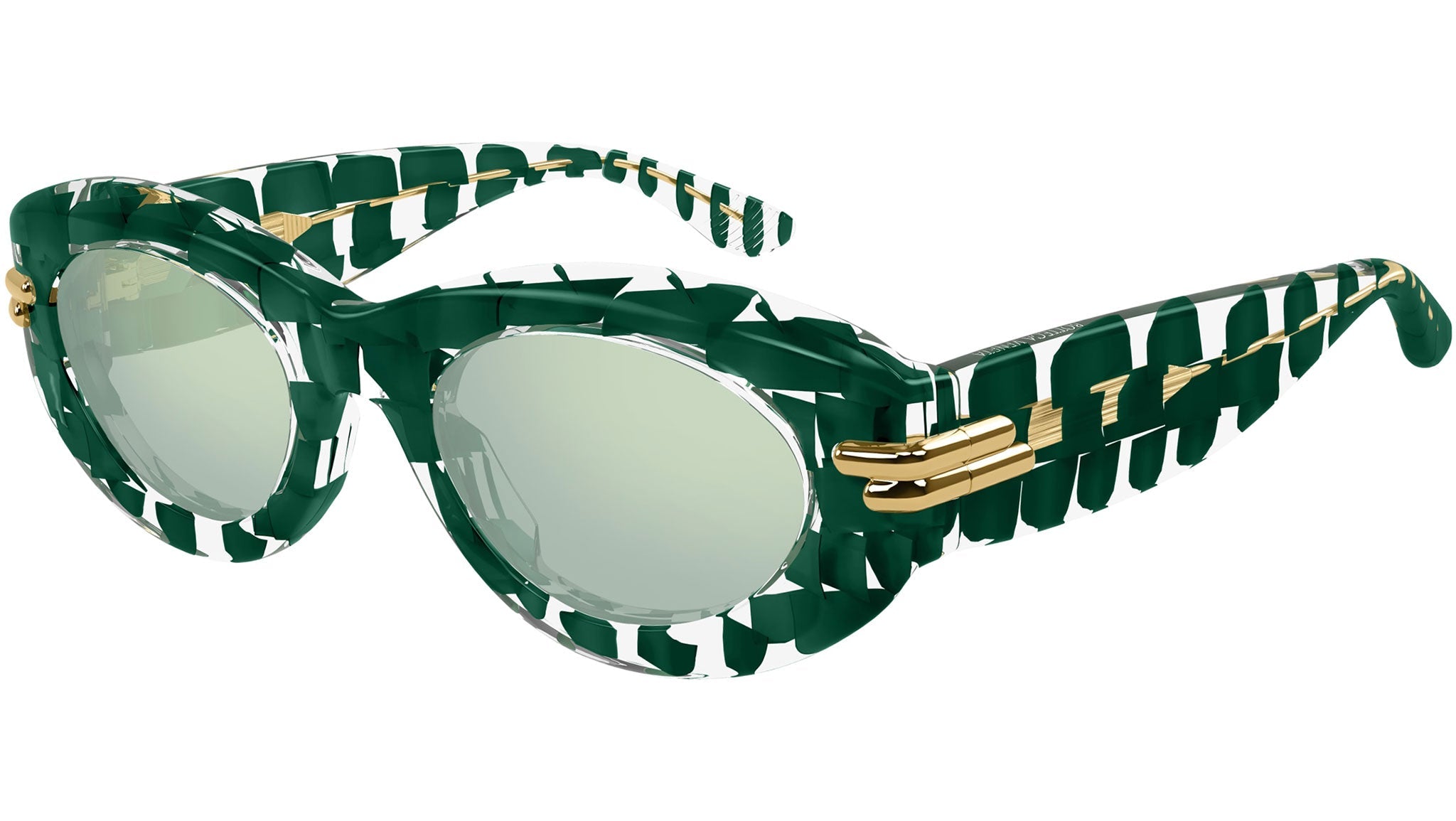 Occhiali da sole BOTTEGA VENETA BV1322S Solid dark green + crystal "intreccio" pattern