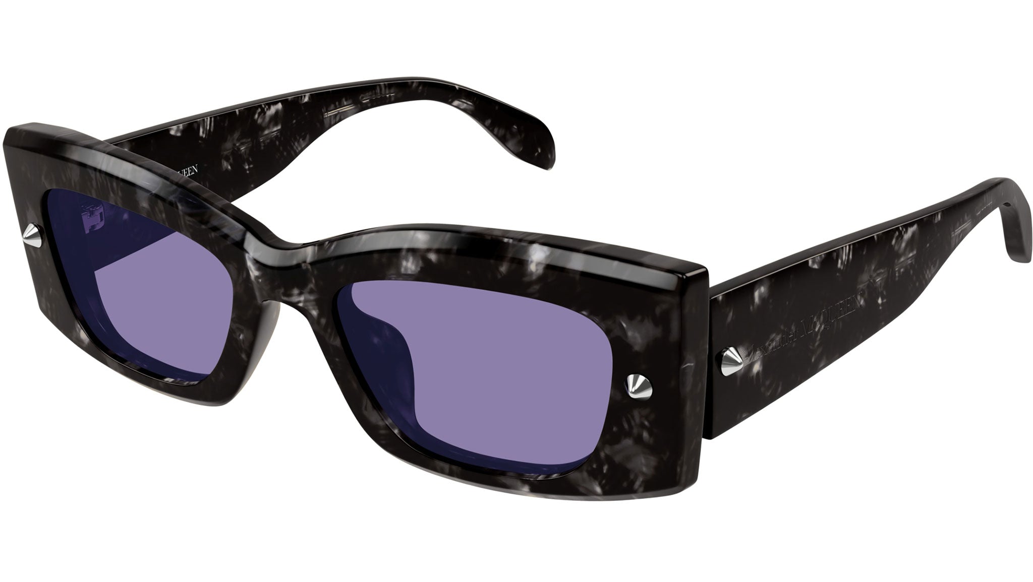 Occhiali da sole ALEXANDER MCQUEEN AM0426S Shiny grey havana with silver studs