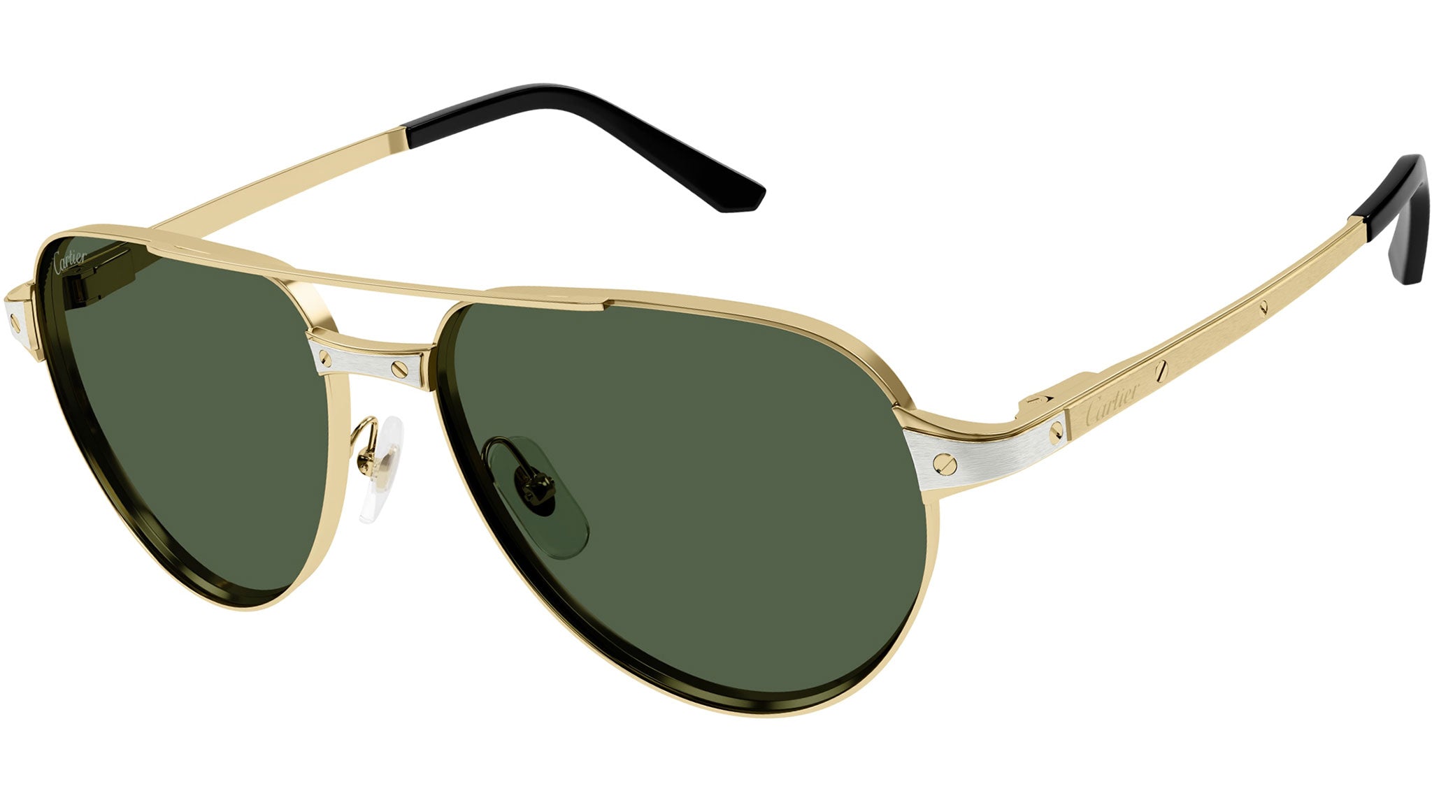 Occhiali da sole CARTIER CT0425S Smooth golden finish with brushed platinum inserts