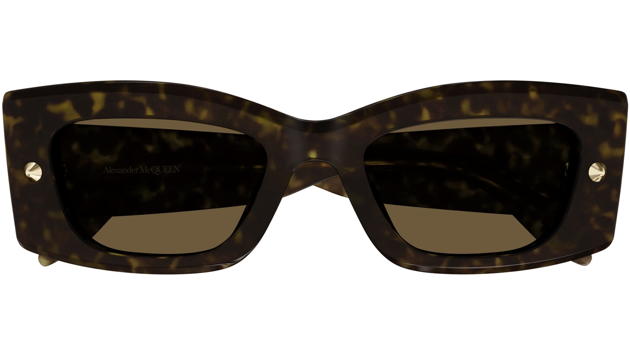 Occhiali da sole ALEXANDER MCQUEEN AM0426S Shiny dark havana with light gold studs