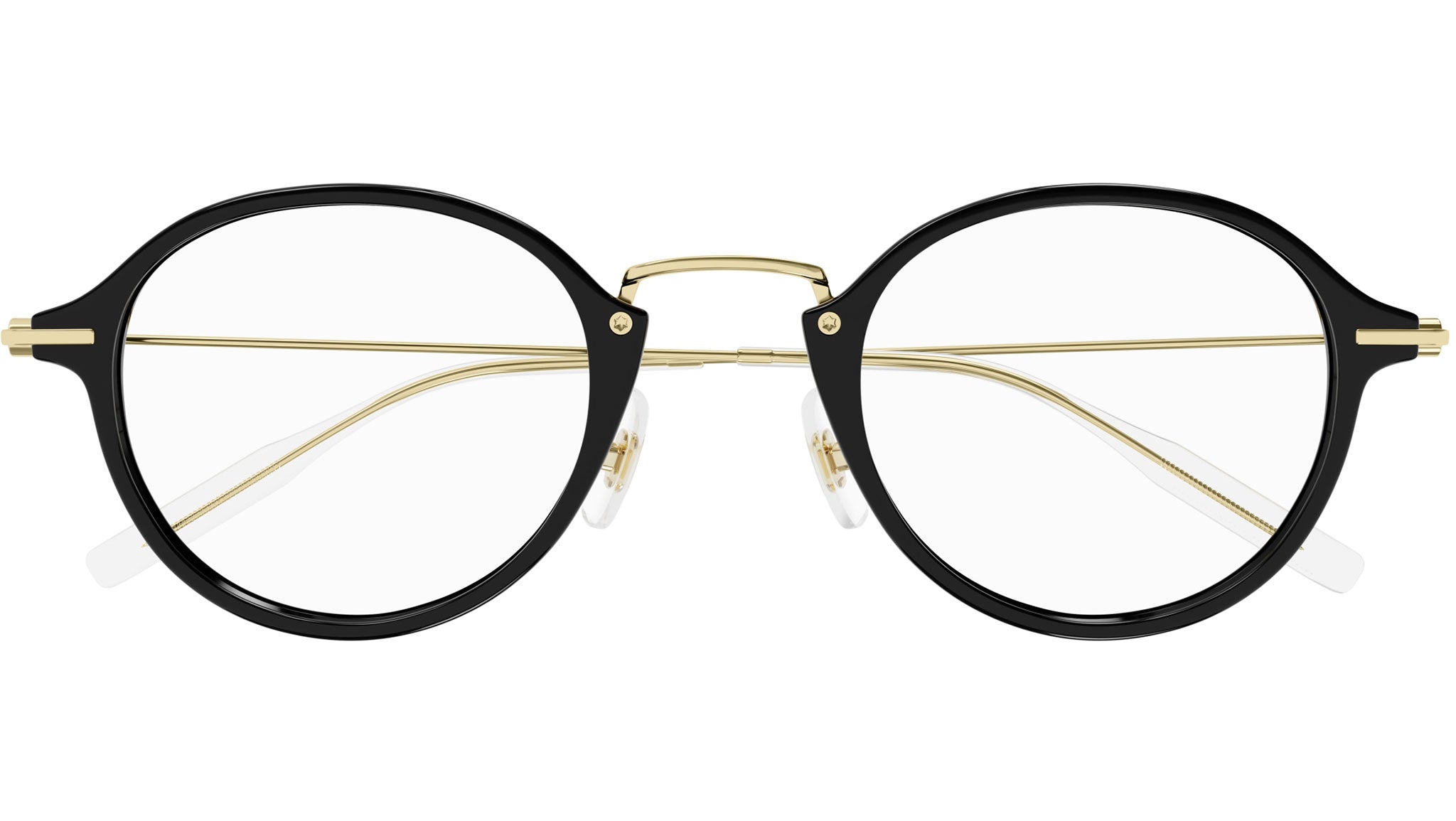 Occhiali da vista MONTBLANC MB0297O Shiny solid black shiny light gold metal