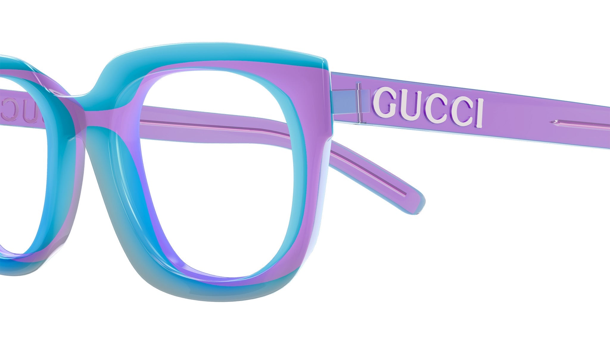 Occhiali da vista GUCCI GG1721O Front: shiny transparent violet - front edge allover shiny trasparent tiffany