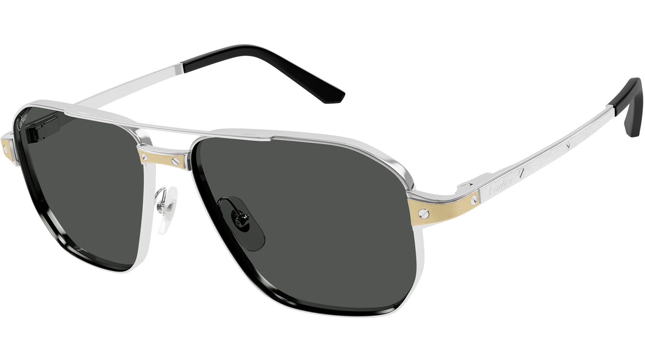 Occhiali da sole CARTIER CT0424S Smooth platinum finish with brushed champagne inserts