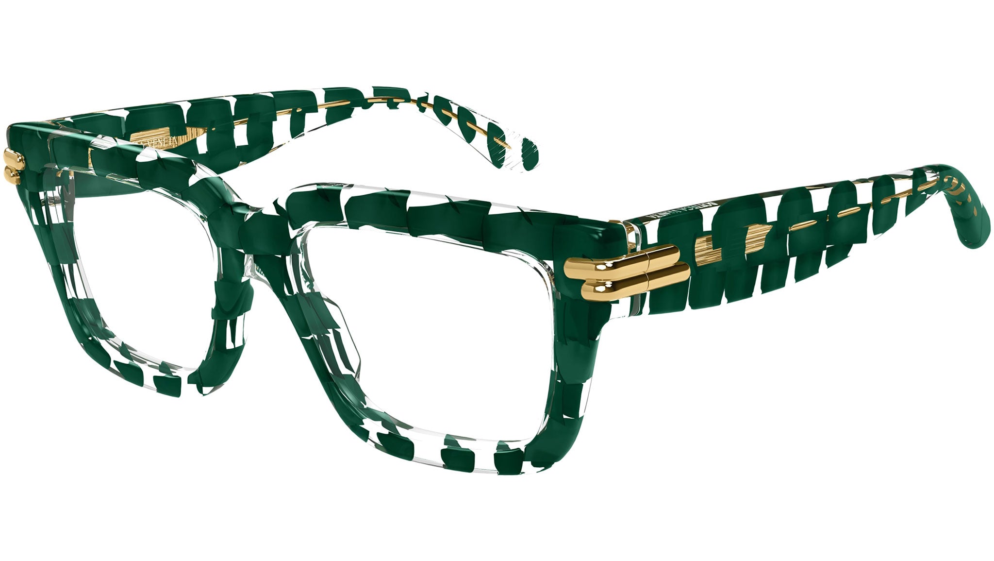 Occhiali da vista BOTTEGA VENETA BV1324O Solid dark green + crystal "intreccio" pattern