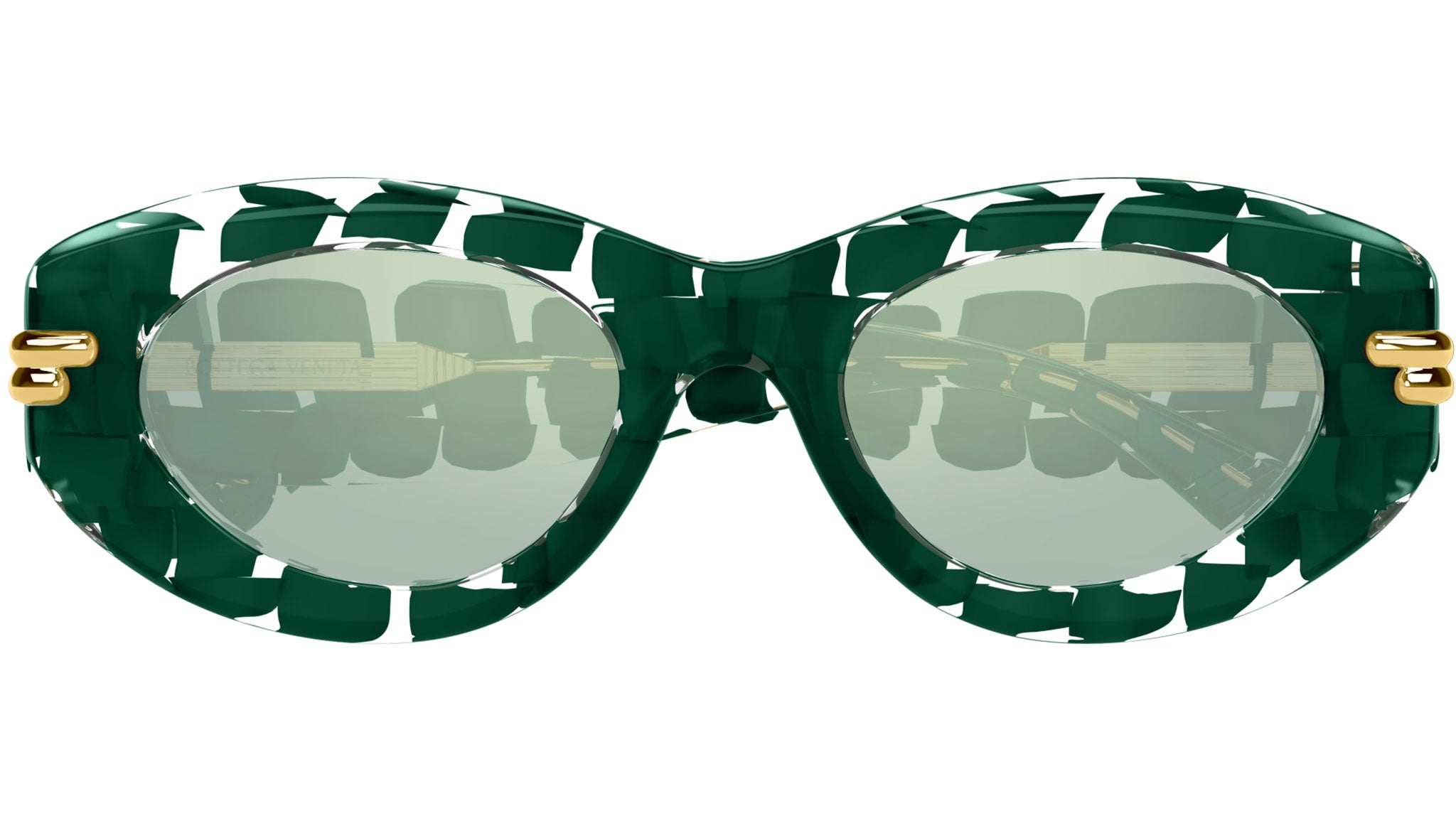 Occhiali da sole BOTTEGA VENETA BV1322S Solid dark green + crystal "intreccio" pattern