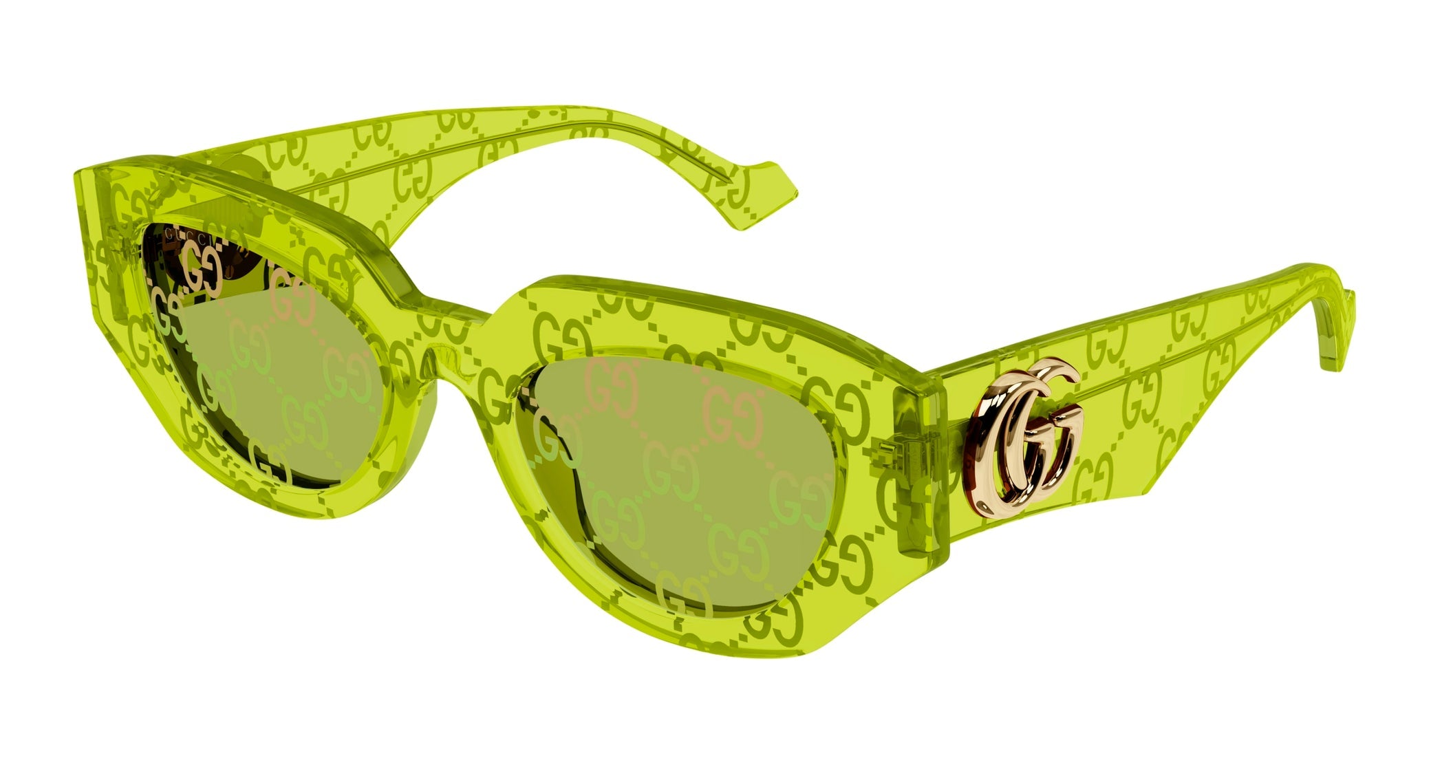 Occhiali da sole GUCCI GG1421S Shiny bilayer guccissima crystal transparent vivid green