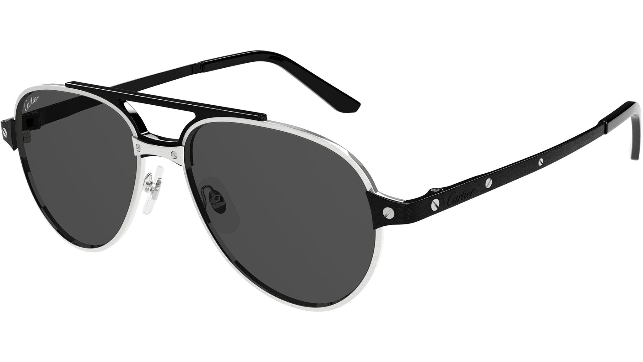 Occhiali da sole CARTIER CT0476S Brushed platinum finish and brushed black pvd finish