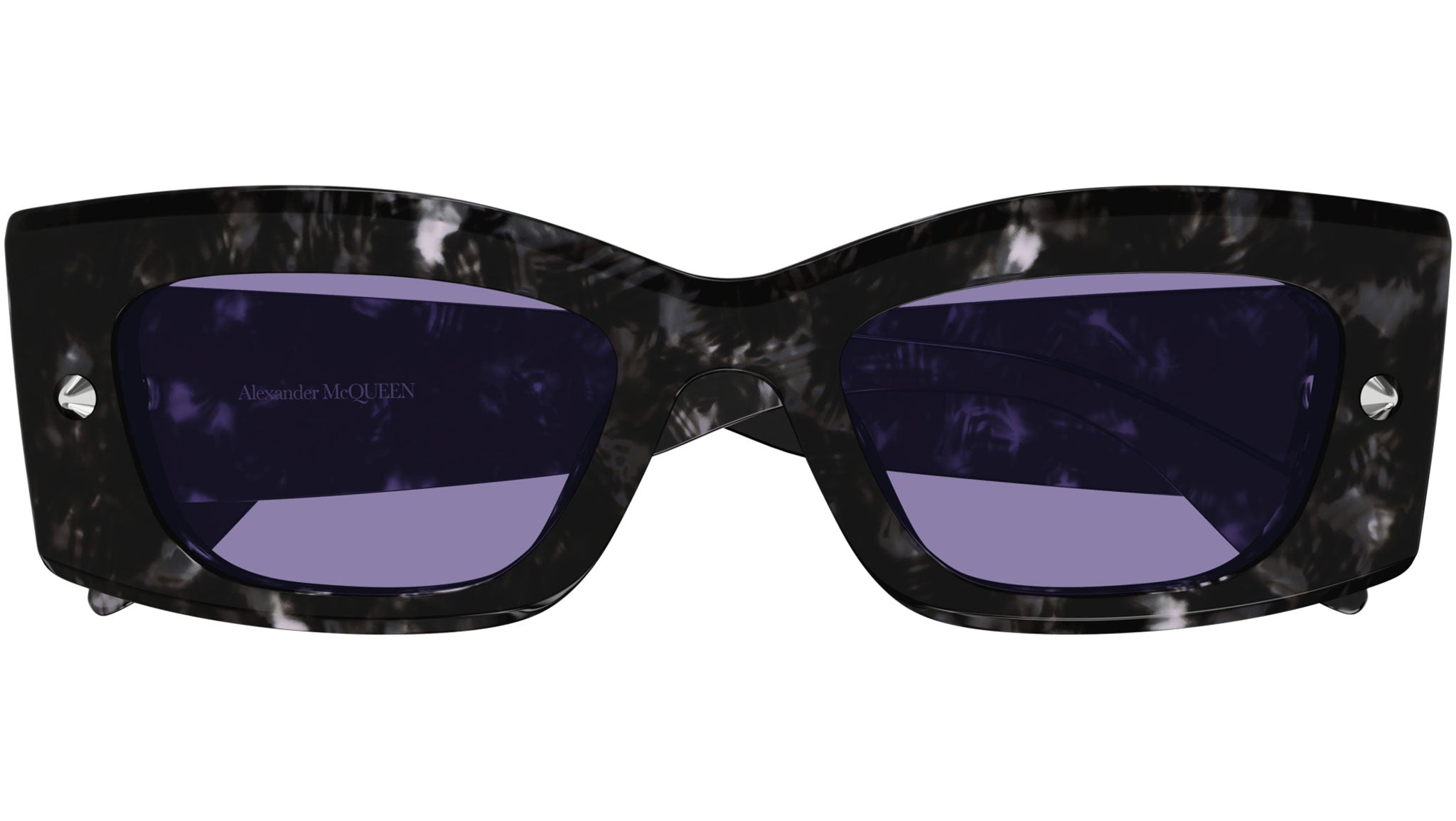 Occhiali da sole ALEXANDER MCQUEEN AM0426S Shiny grey havana with silver studs