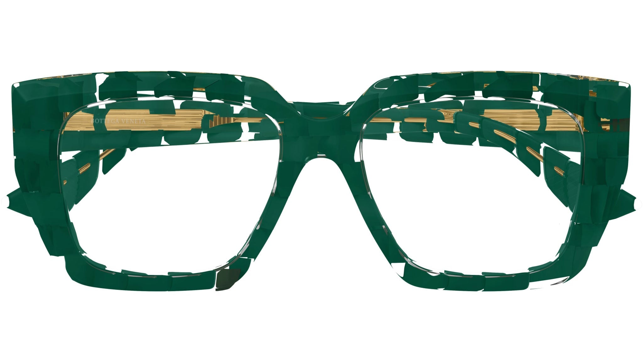 Occhiali da vista BOTTEGA VENETA BV1032O Solid dark green + crystal "intreccio" pattern