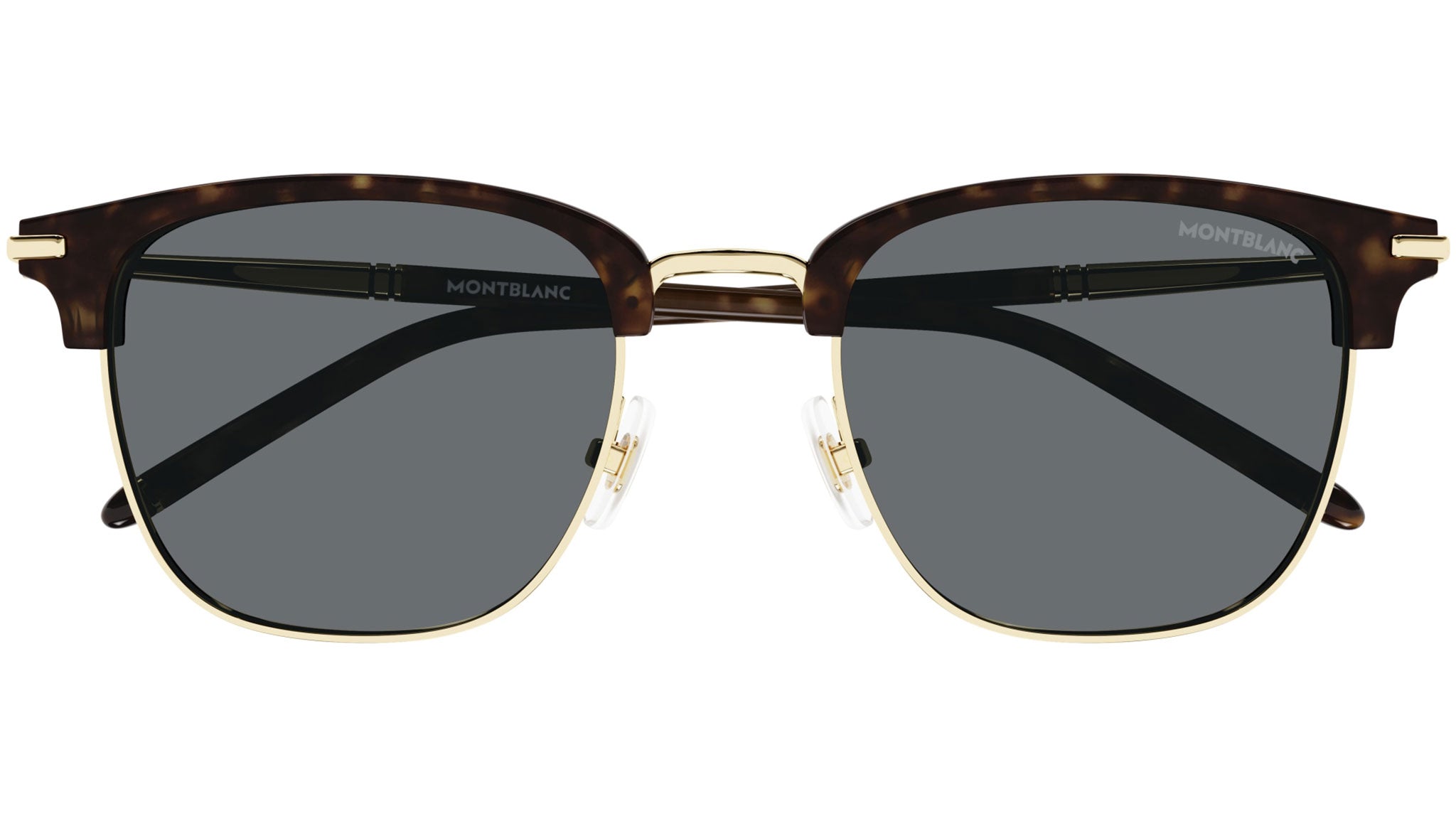 Occhiali da sole MONTBLANC MB0242S Shiny dark havana acetate eye-brows and shiny light gold metal front