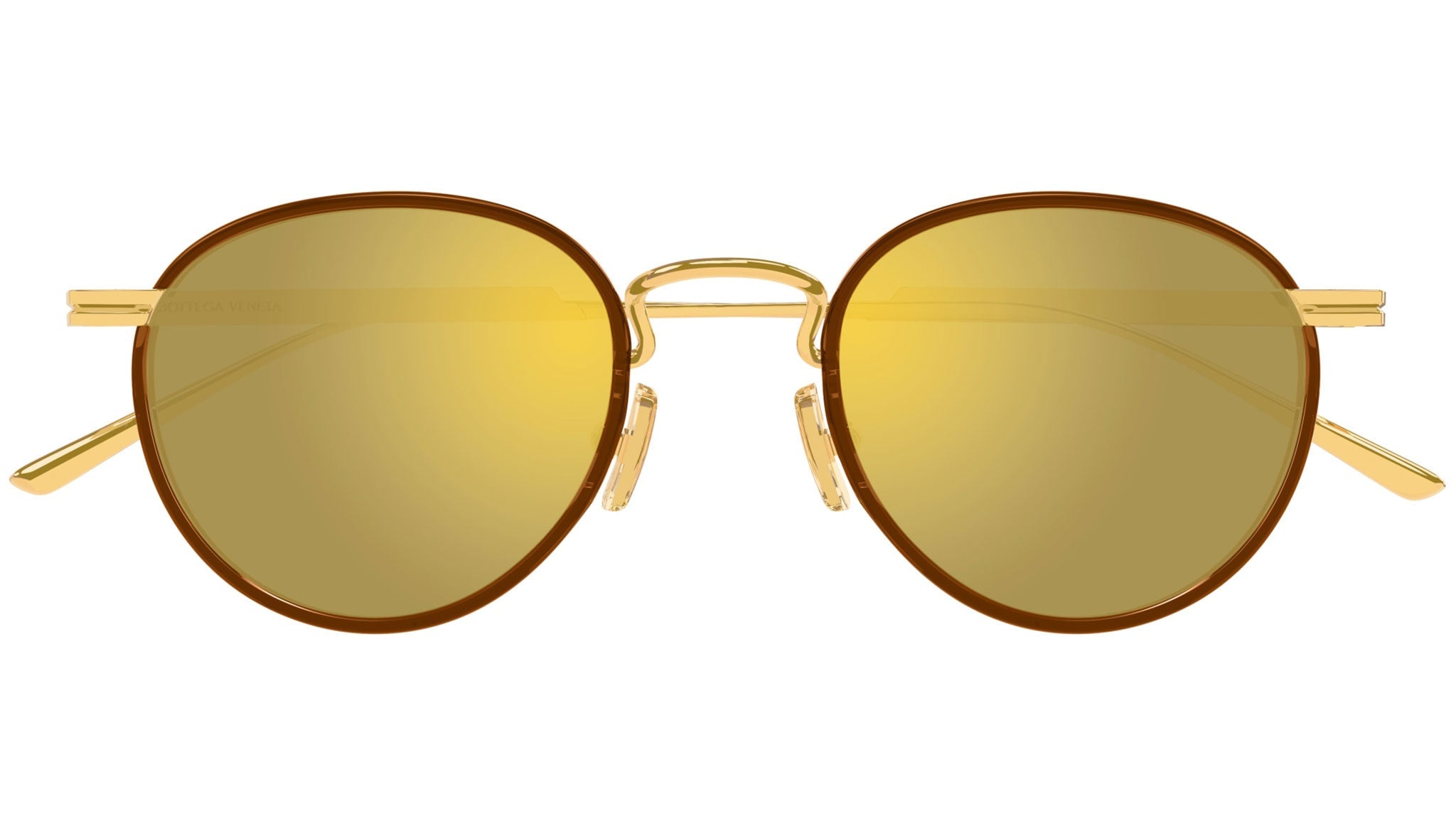 Occhiali da sole BOTTEGA VENETA BV1389S Shiny gold, shiny transparent hazelnut brown windsor rim