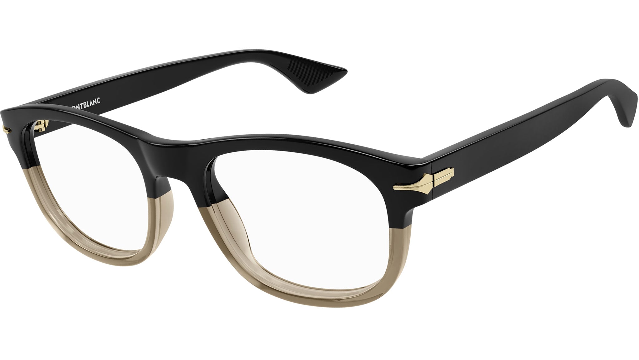 Occhiali da vista MONTBLANC MB0306O Shiny solid black transparent mud