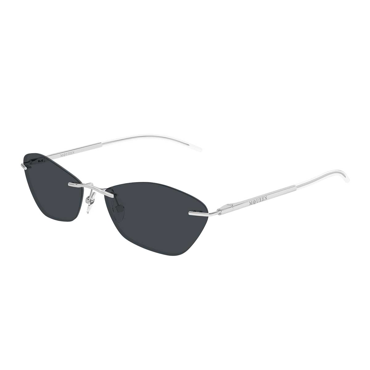 Alexander McQueen Occhiali da Sole AM0525S 001 Argento/Grigio Unisex 2