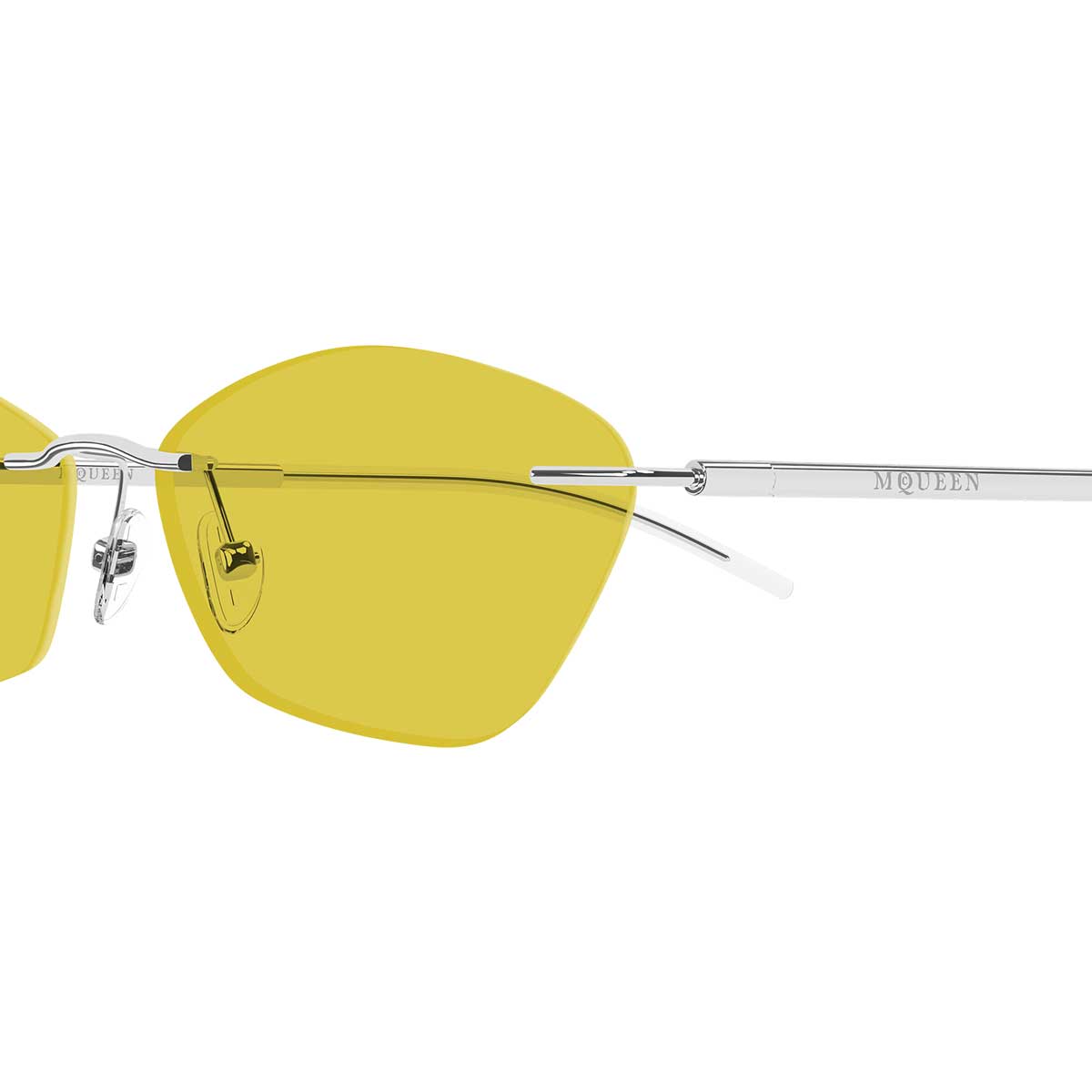Alexander McQueen Occhiali da Sole AM0525S 005 Argento/Giallo Unisex 3