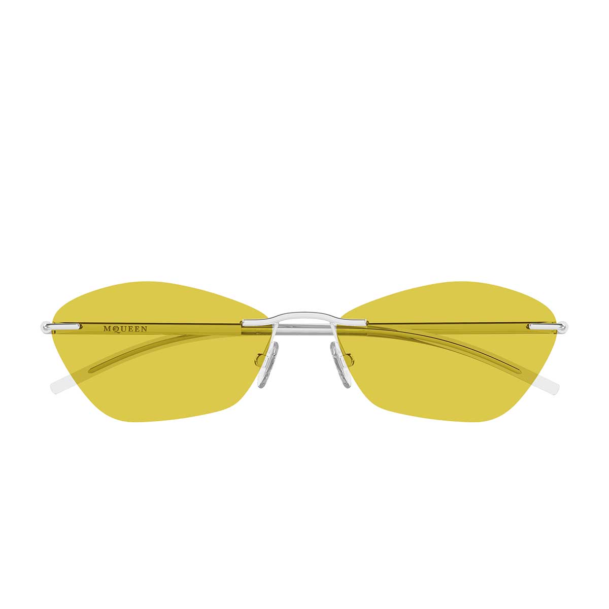 Alexander McQueen Occhiali da Sole AM0525S 005 Argento/Giallo Unisex