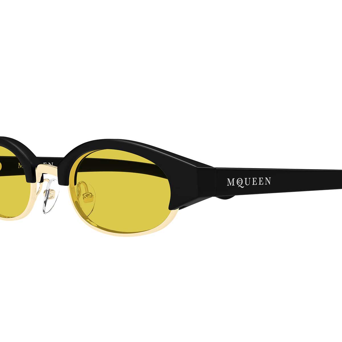 Alexander McQueen Occhiali da Sole AM0534S 003 Nero/Giallo Unisex 3