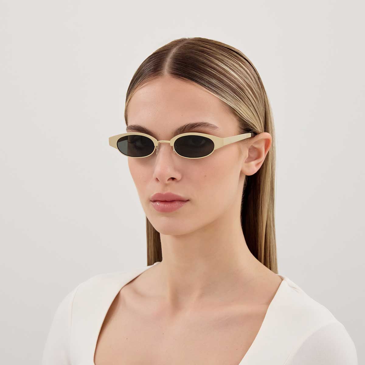 Alexander McQueen Occhiali da Sole AM0545S 001 Oro/Grigio Unisex 4
