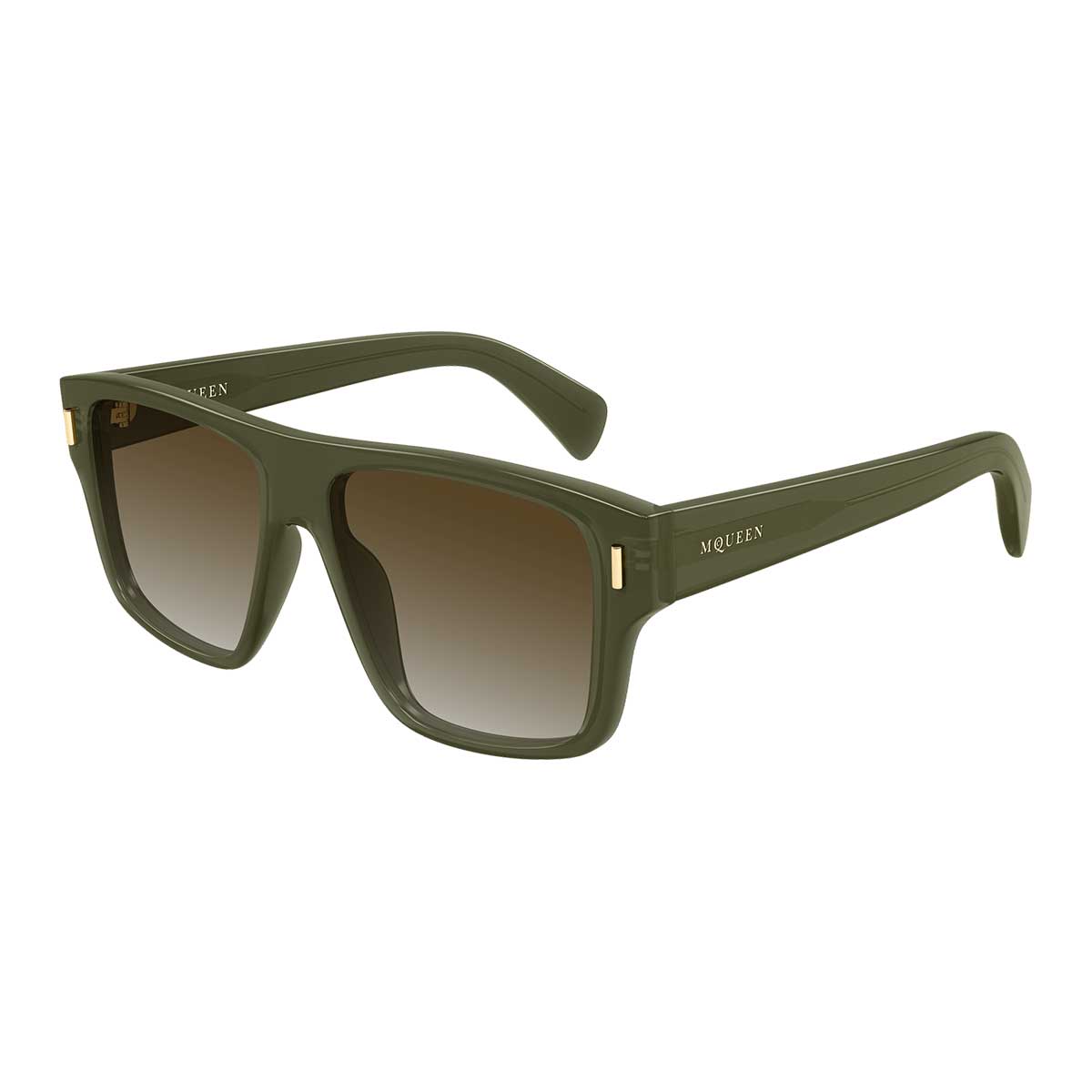 Alexander McQueen Occhiali da Sole AM0550S 003 Verde/Marrone Uomo