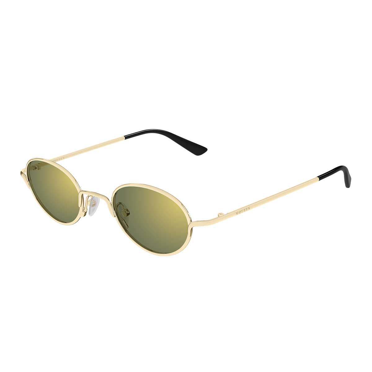 Alexander McQueen Occhiali da Sole AM0562S 003 Oro/Verde Unisex 2