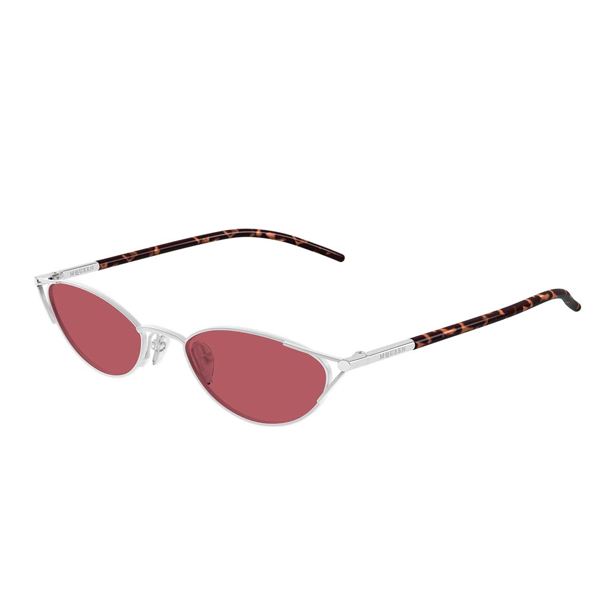 Alexander McQueen Occhiali da Sole AM0563S 003 ArgentoMarrone/Rosso Donna 2