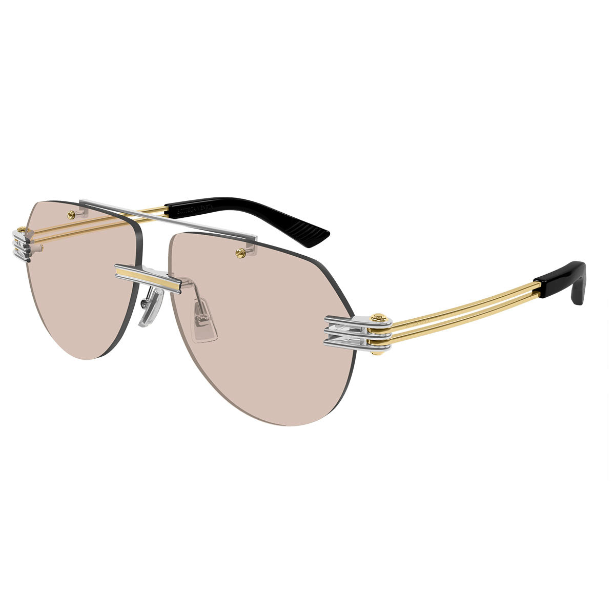 Bottega Veneta Occhiali da Sole BV1342S 002 Argento/Marrone Chiaro Unisex