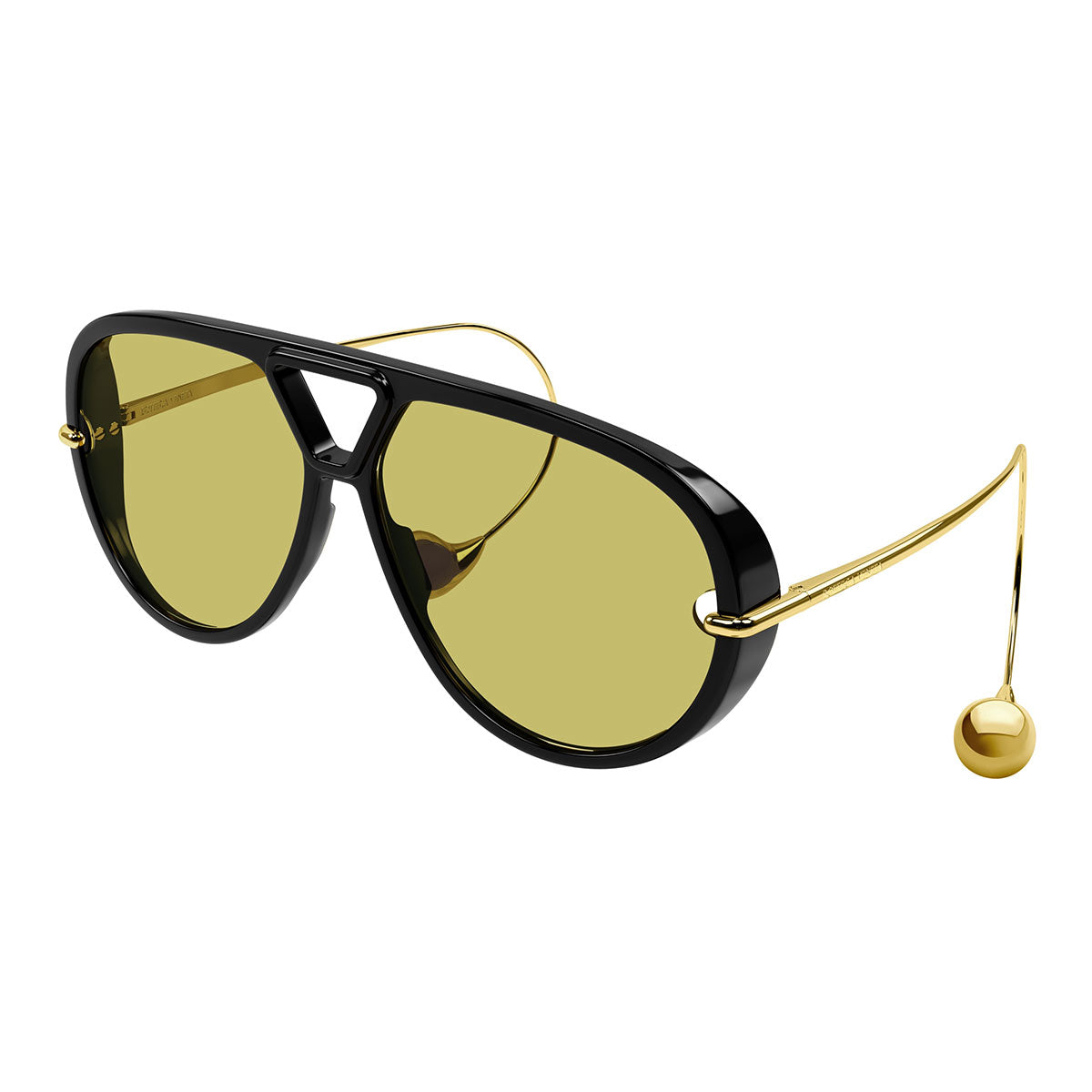 Bottega Veneta Occhiali da Sole BV1273S 003 Drop Aviator Nero/Giallo Unisex