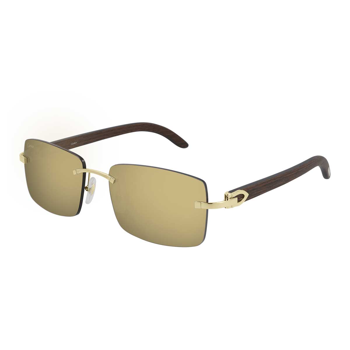 Cartier Occhiali da Sole CT0012RS 001 OroMarrone/Grigio Uomo