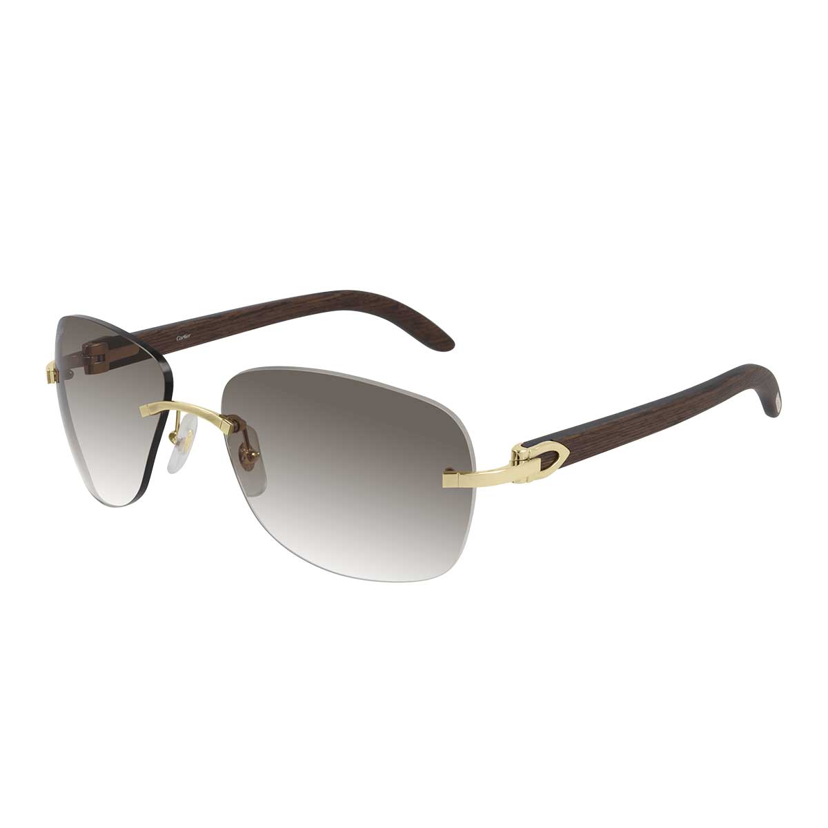 Cartier Occhiali da Sole CT0014RS 001 OroMarrone/Marrone Uomo