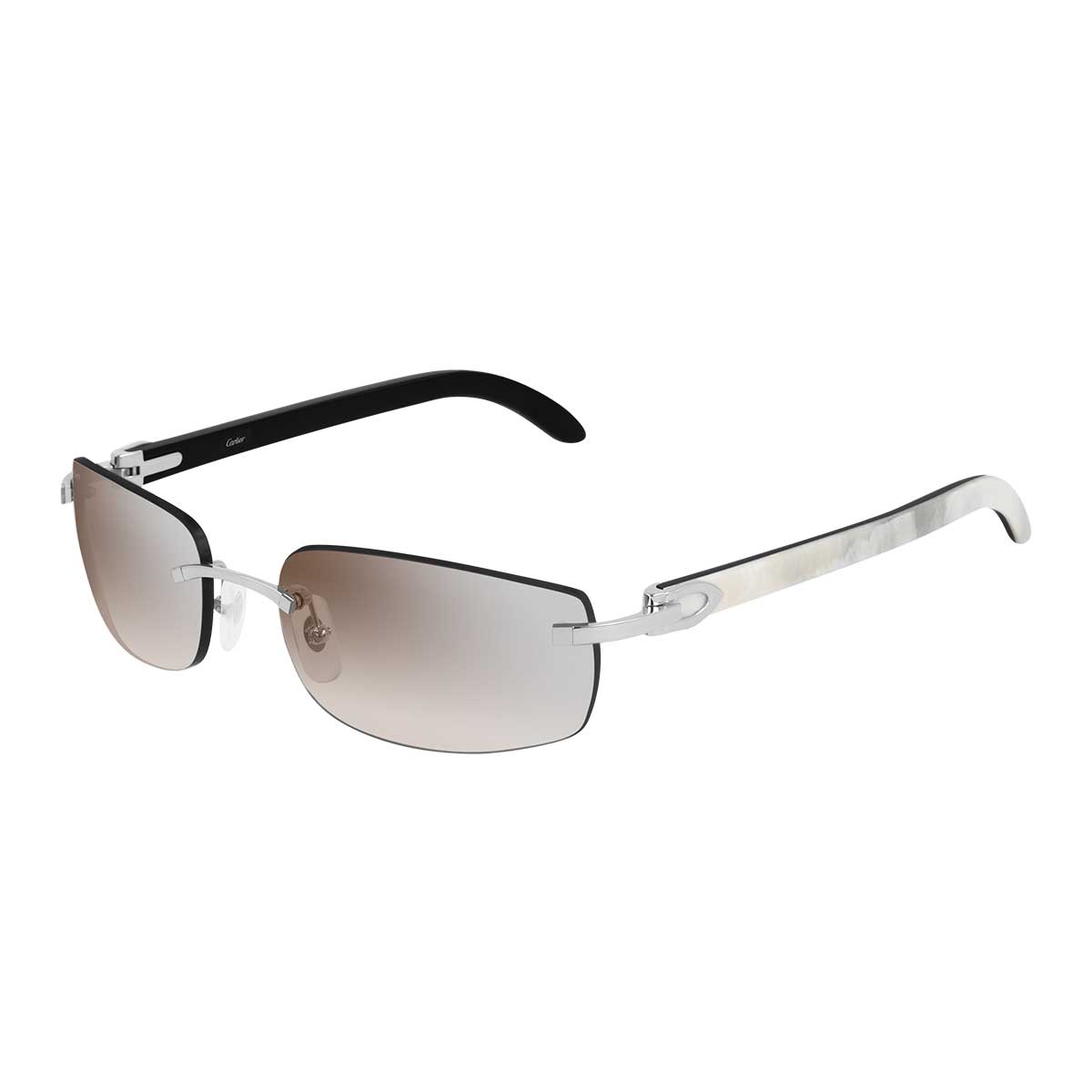Cartier Occhiali da Sole CT0018RS 001 ArgentoBianco/Argento Uomo