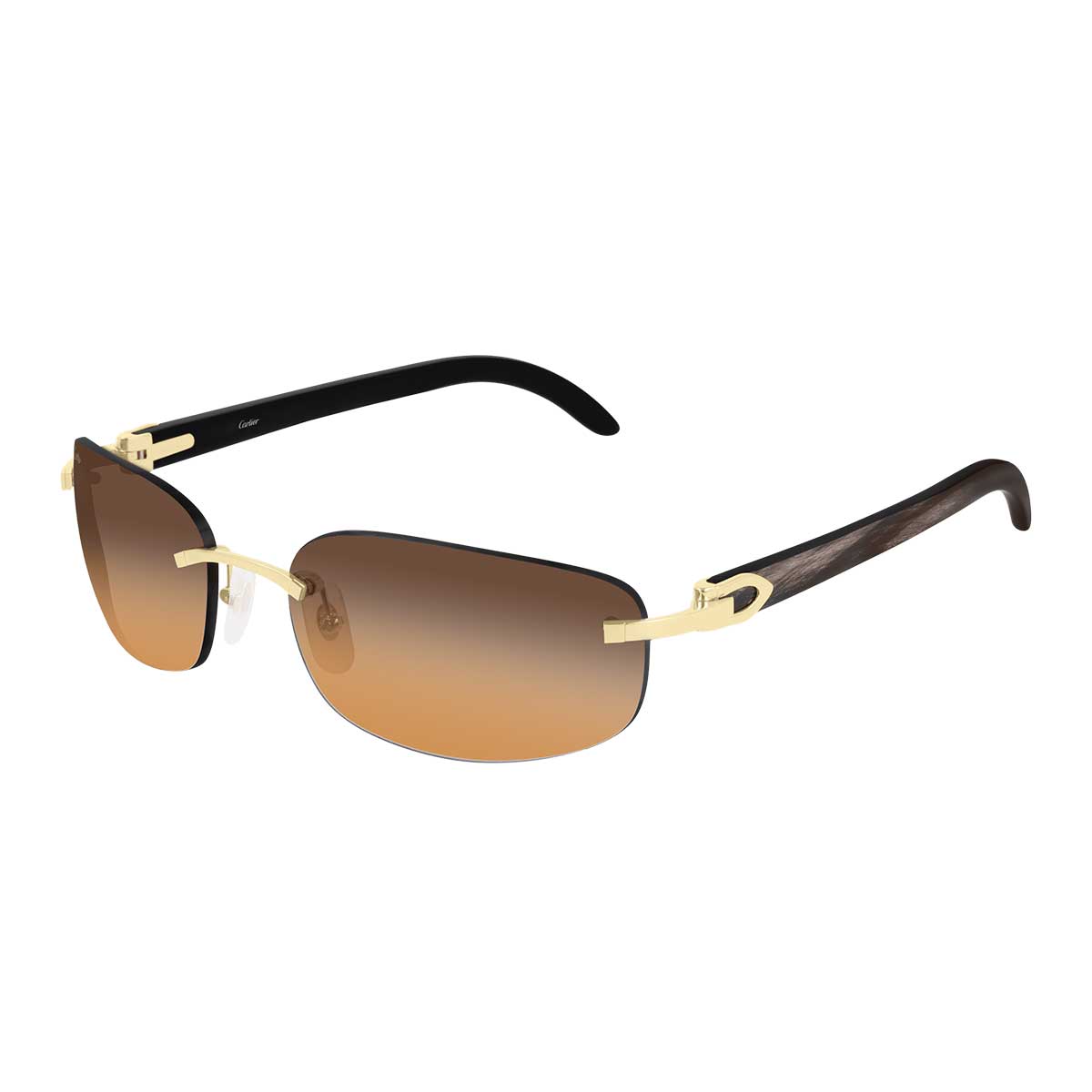 Cartier Occhiali da Sole CT0020RS 001 OroNero/Marrone Uomo