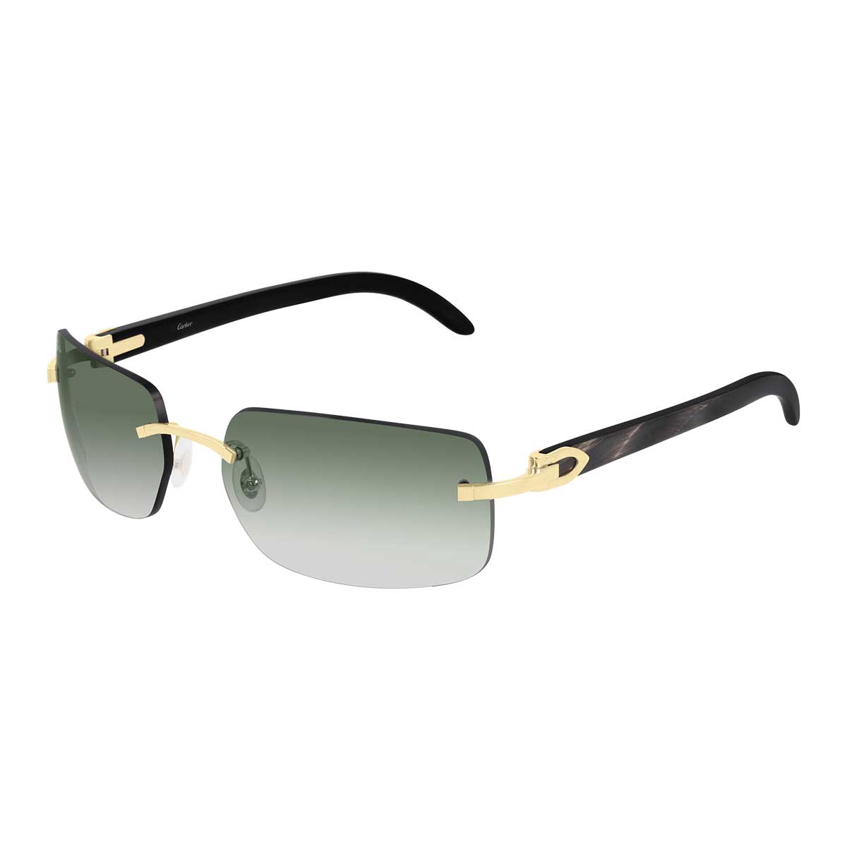 Cartier Occhiali da Sole CT0022RS 001 OroNero/Verde Uomo