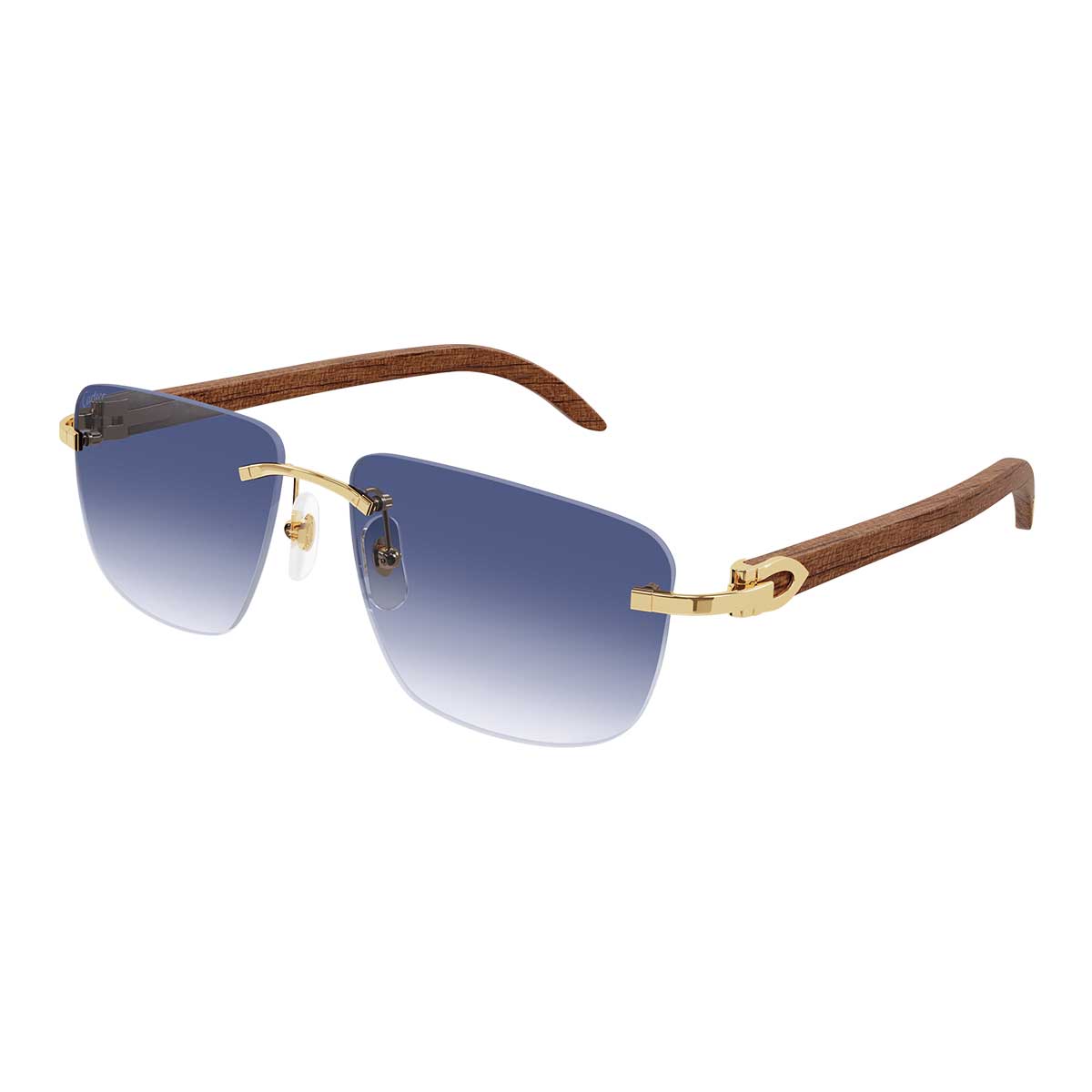 Cartier Occhiali da Sole CT0040RS 001 OroMarrone/Blu Uomo