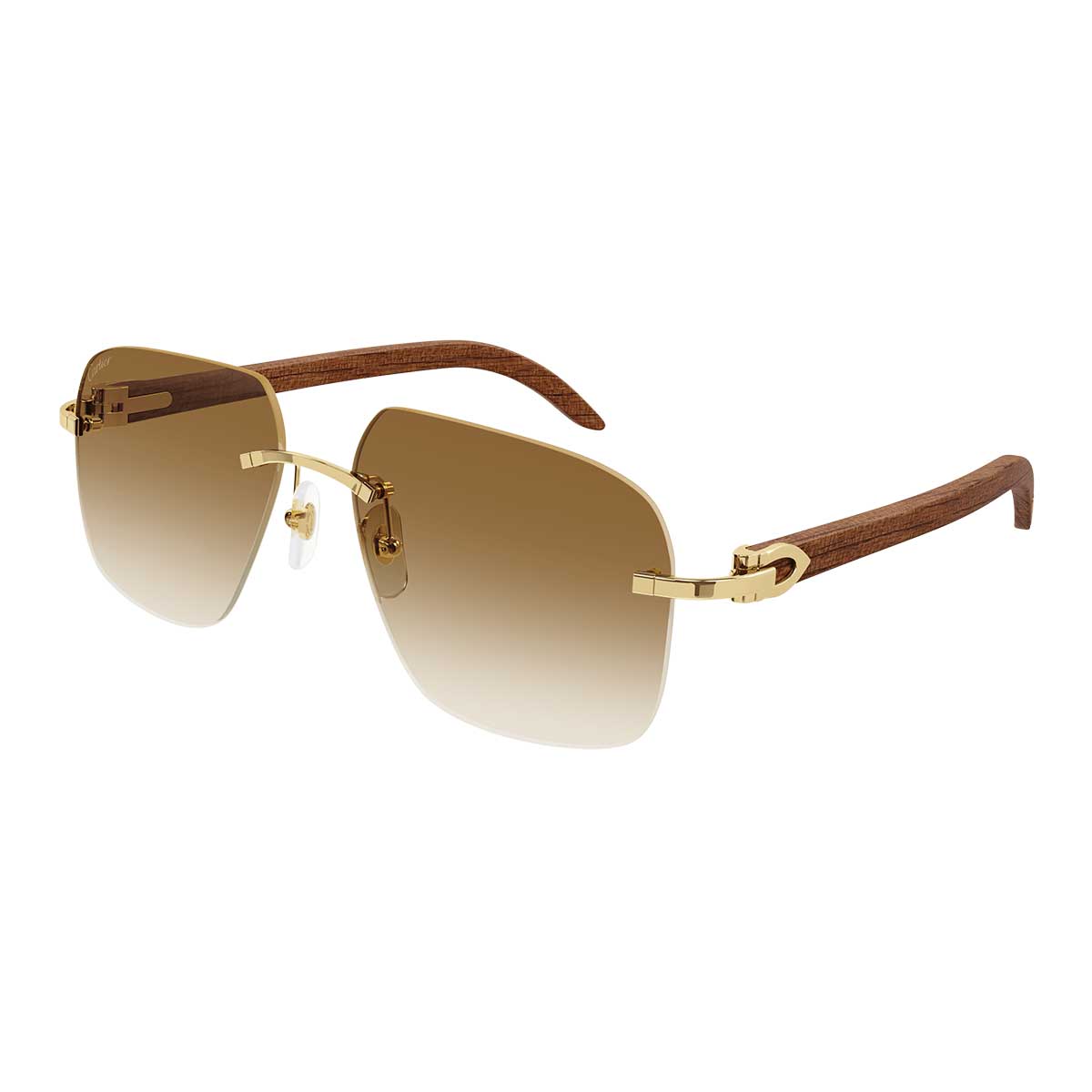 Cartier Occhiali da Sole CT0041RS 001 OroMarrone/Marrone Uomo