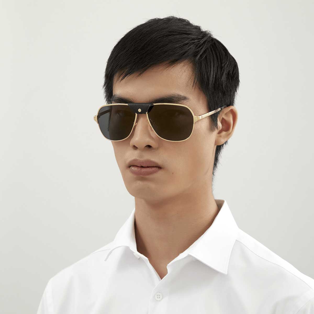 Cartier Occhiali da Sole CT0165S 007 Oro/Grigio Uomo Polarizzati