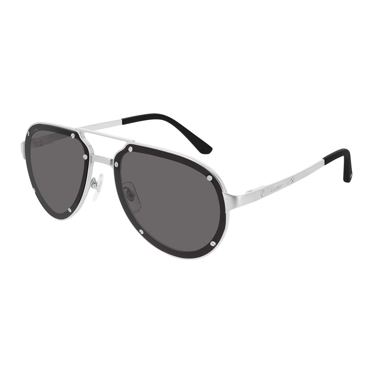 Cartier Occhiali da Sole CT0195S 001 Argento/Grigio Uomo